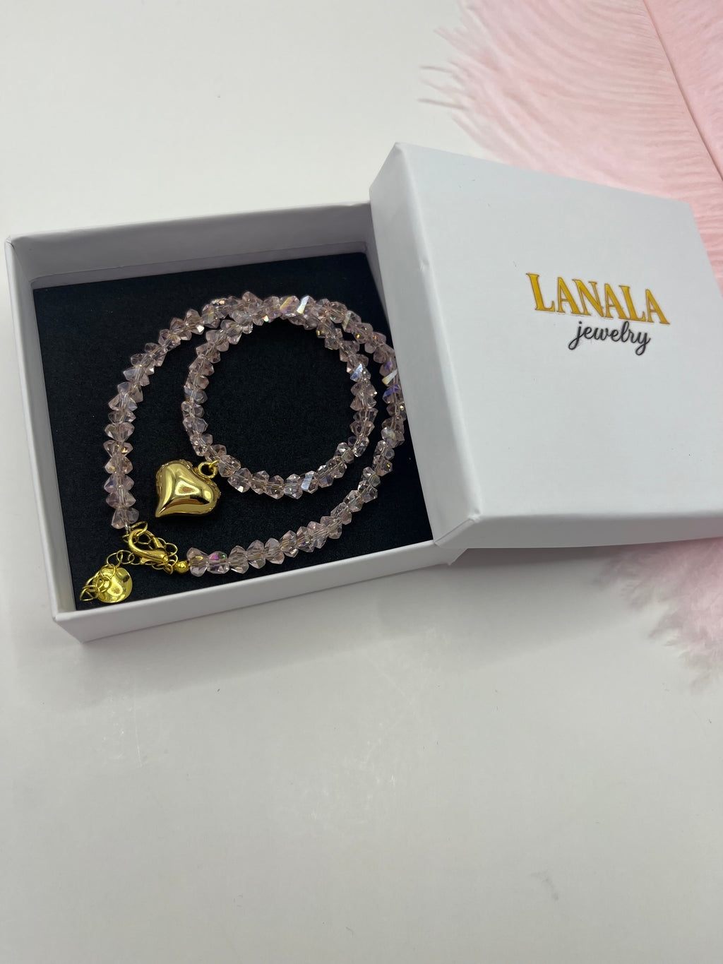 Heart Crystal Choker Necklace – 18K Gold Plated