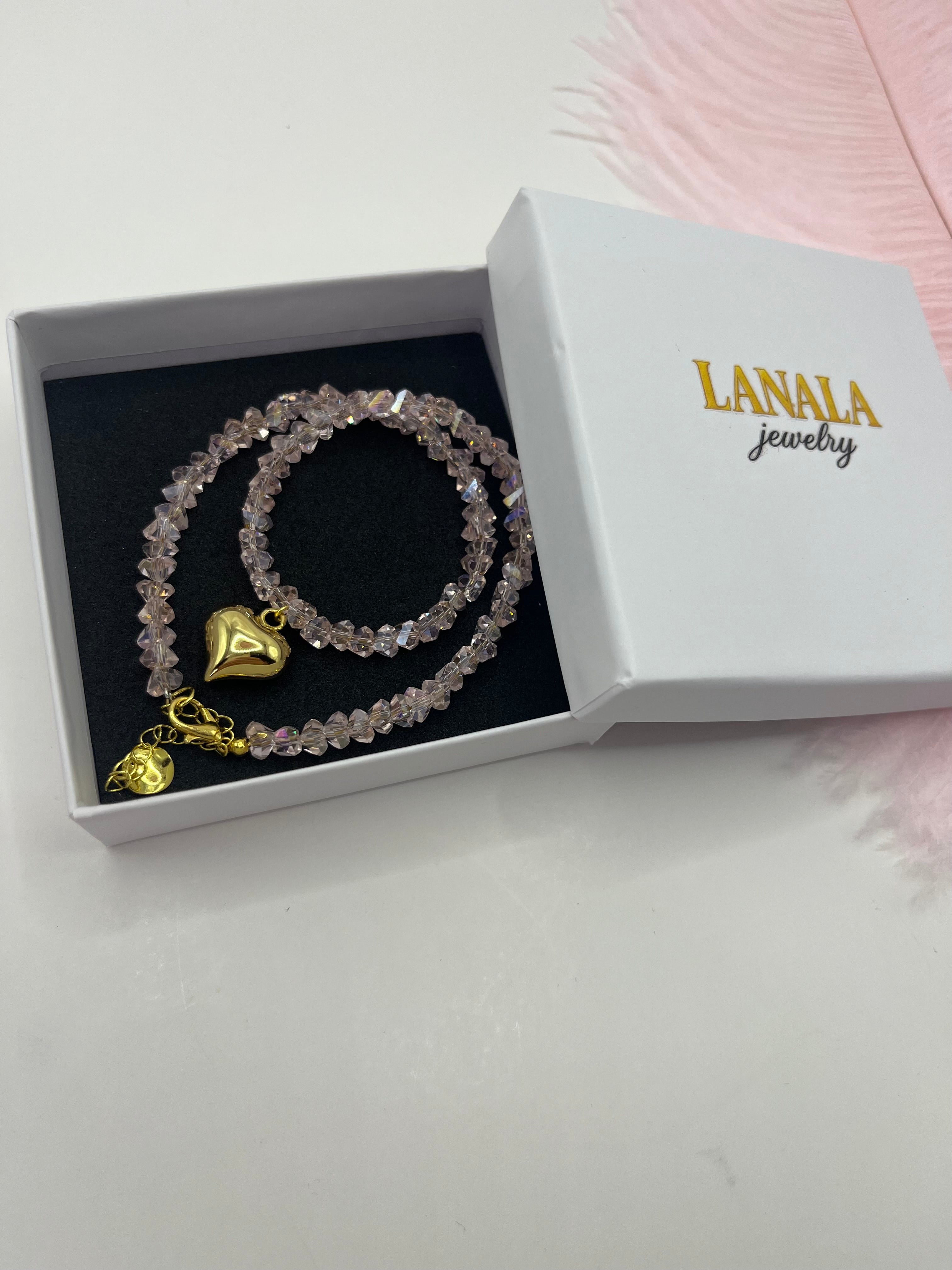 Heart Crystal Choker Necklace – 18K Gold Plated