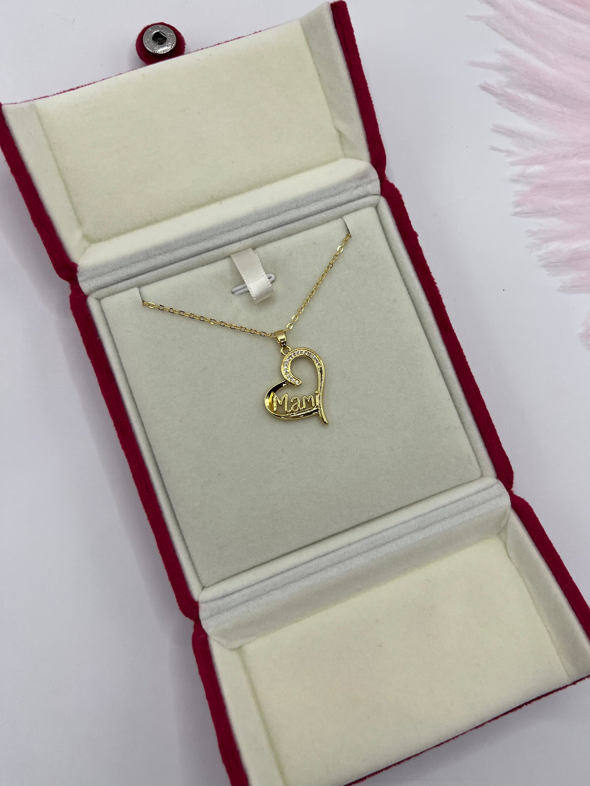 Mothers Necklace, Heart pendant  Real 18K Gold Plated
