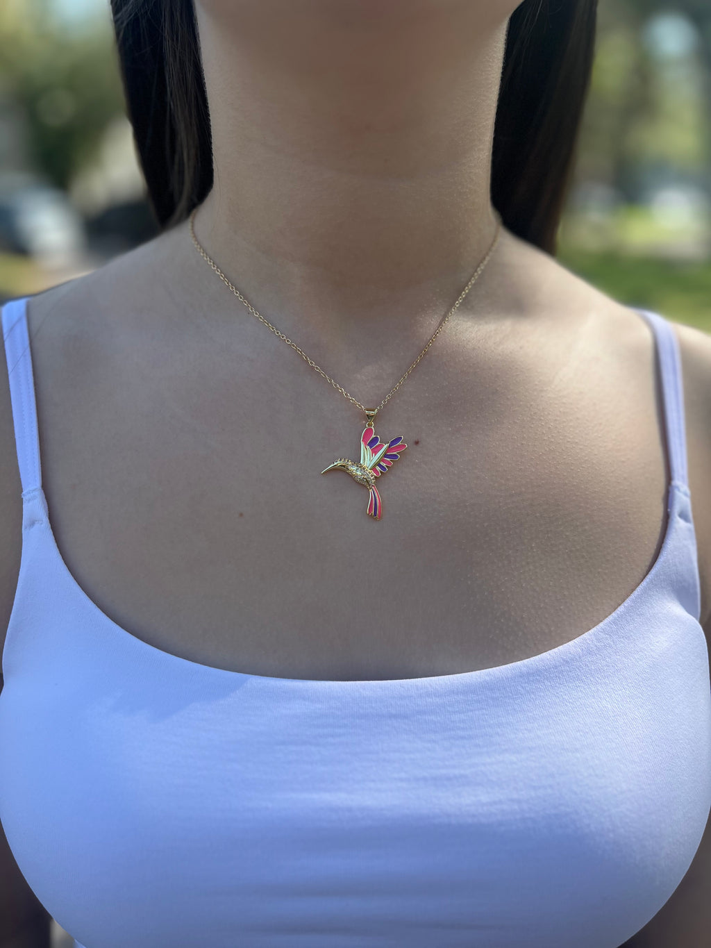 Hummingbird Necklace, Real 18K Gold Plated