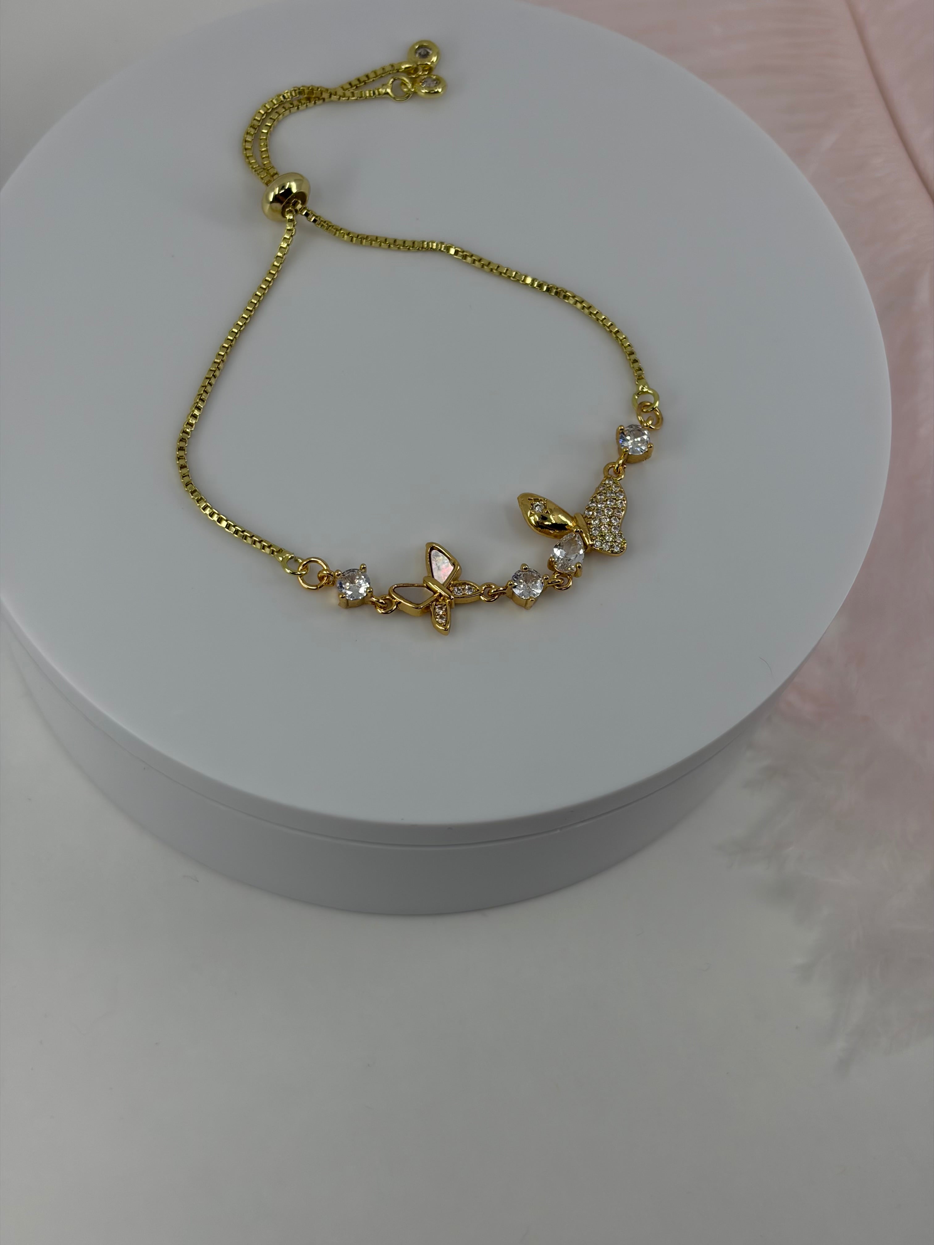 Butterfly bracelet with slider chain