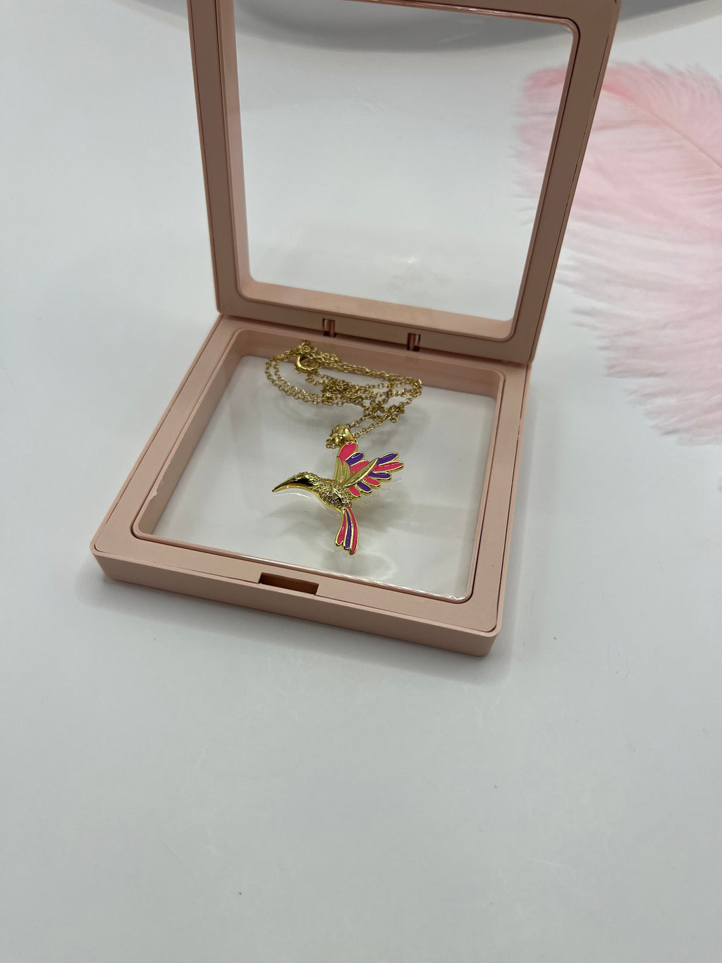 Hummingbird Necklace, Real 18K Gold Plated
