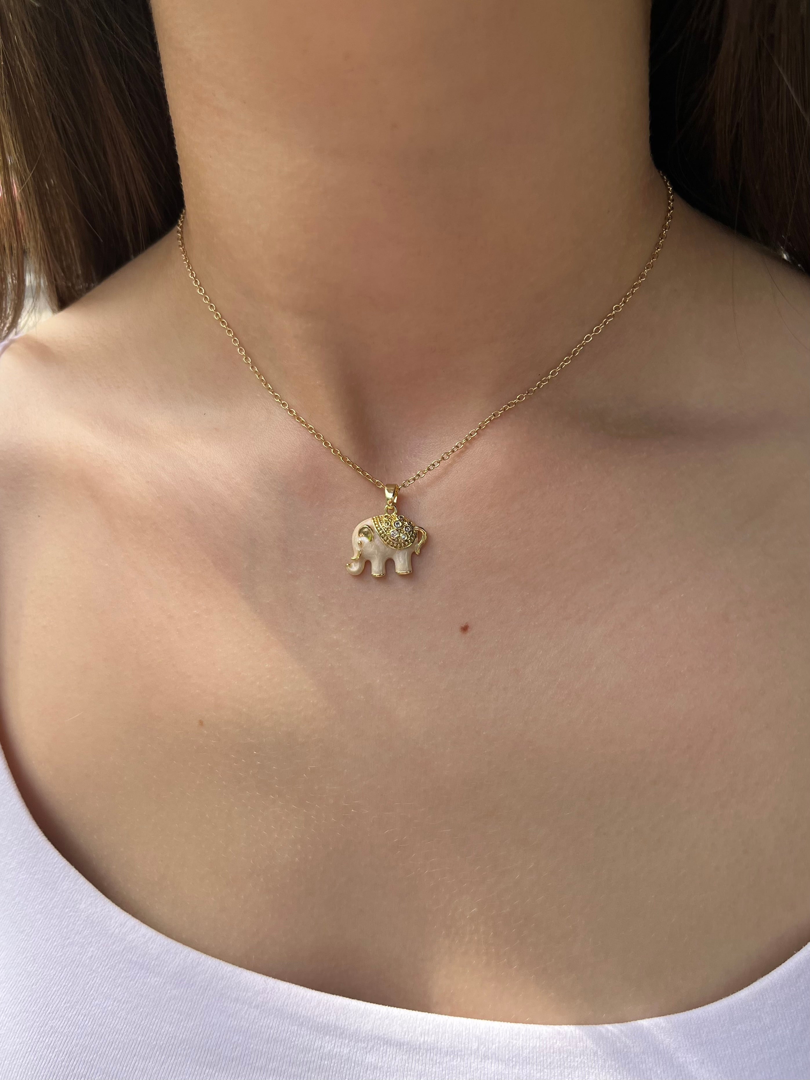 Elephant choker necklace, 18k gold plated