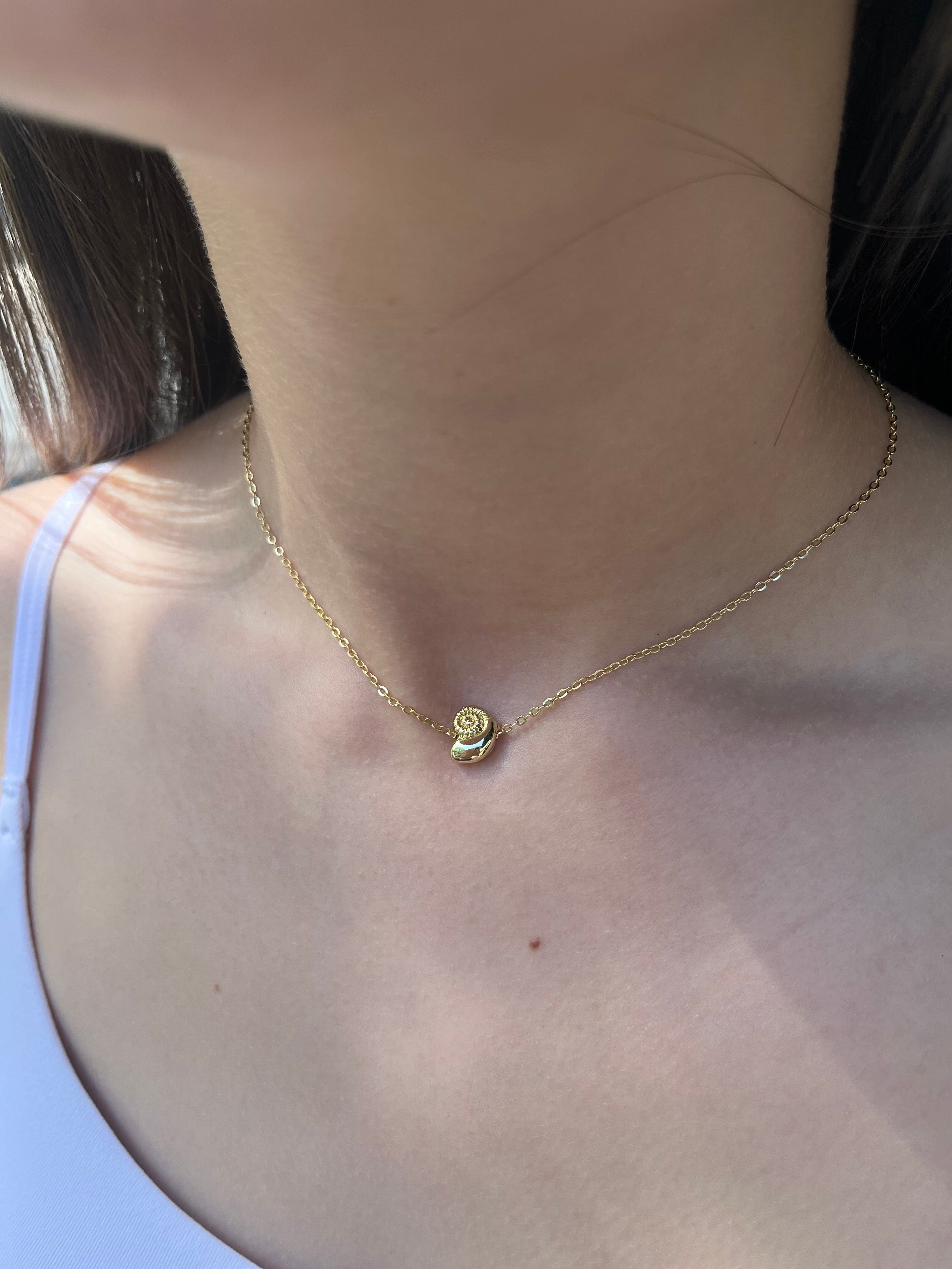 Necklace with 14K Gold shell pendant