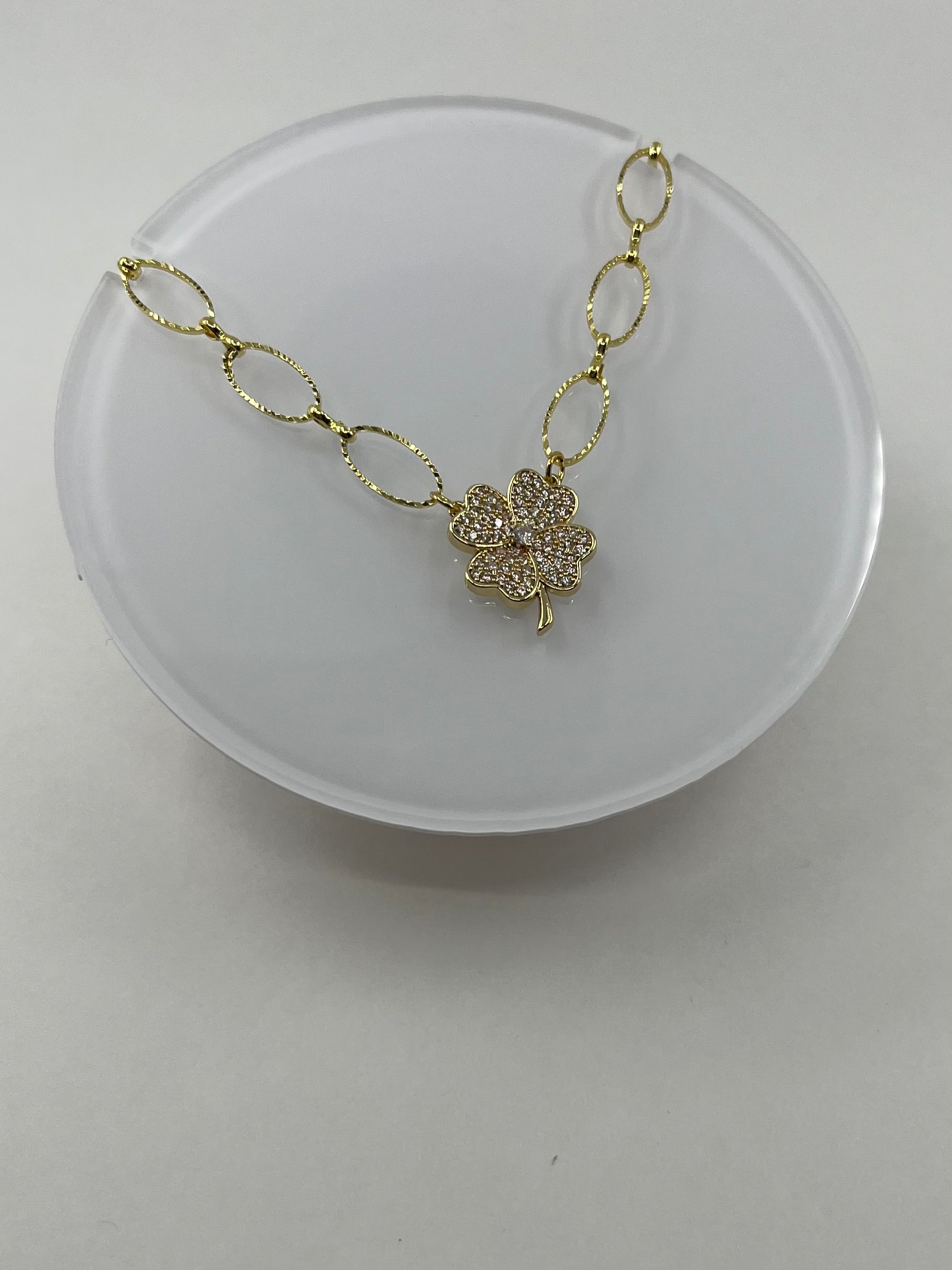 Clover Choker Necklace, Real 18K Gold Plated