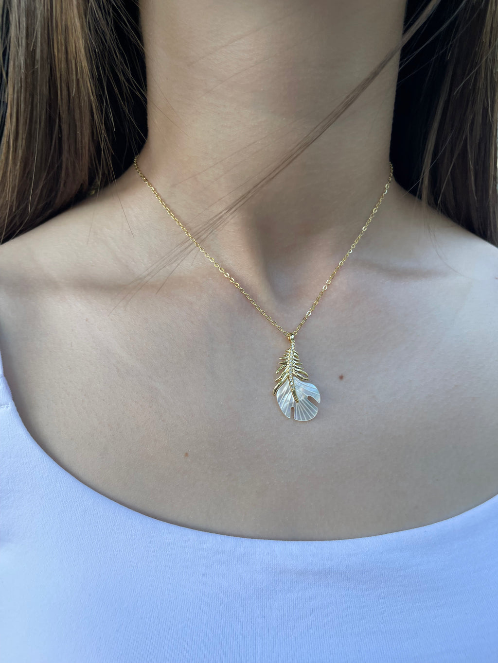 Necklace with 14K gold Feather pendant