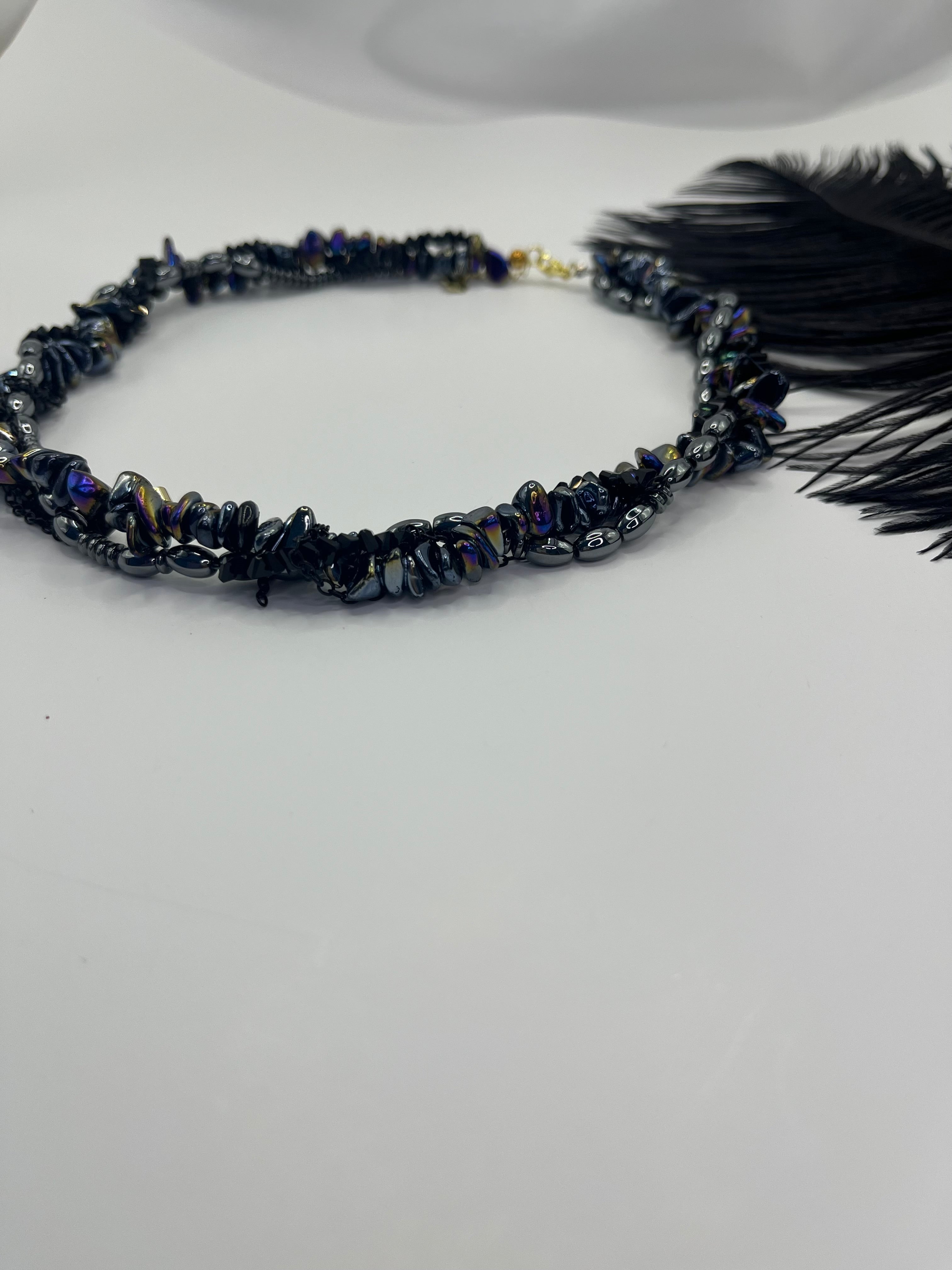 Layered Hematite choker necklace