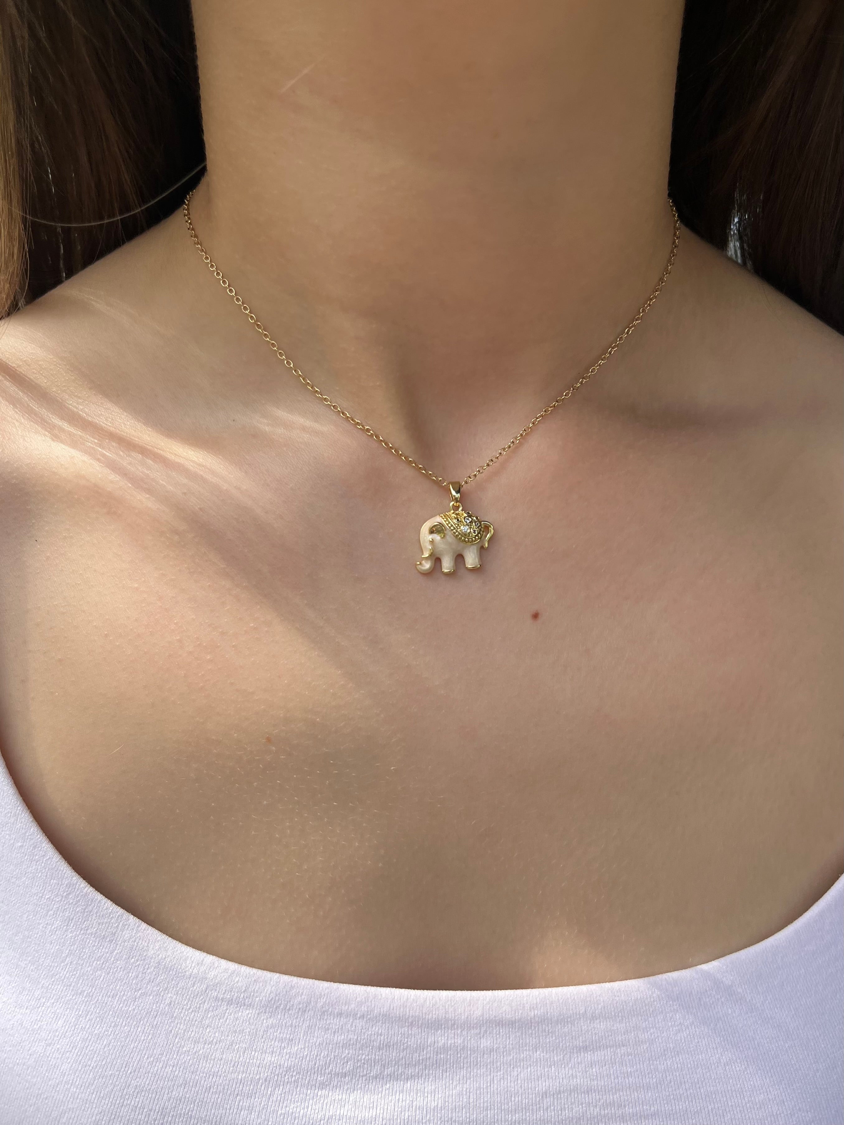 Elephant choker necklace, 18k gold plated