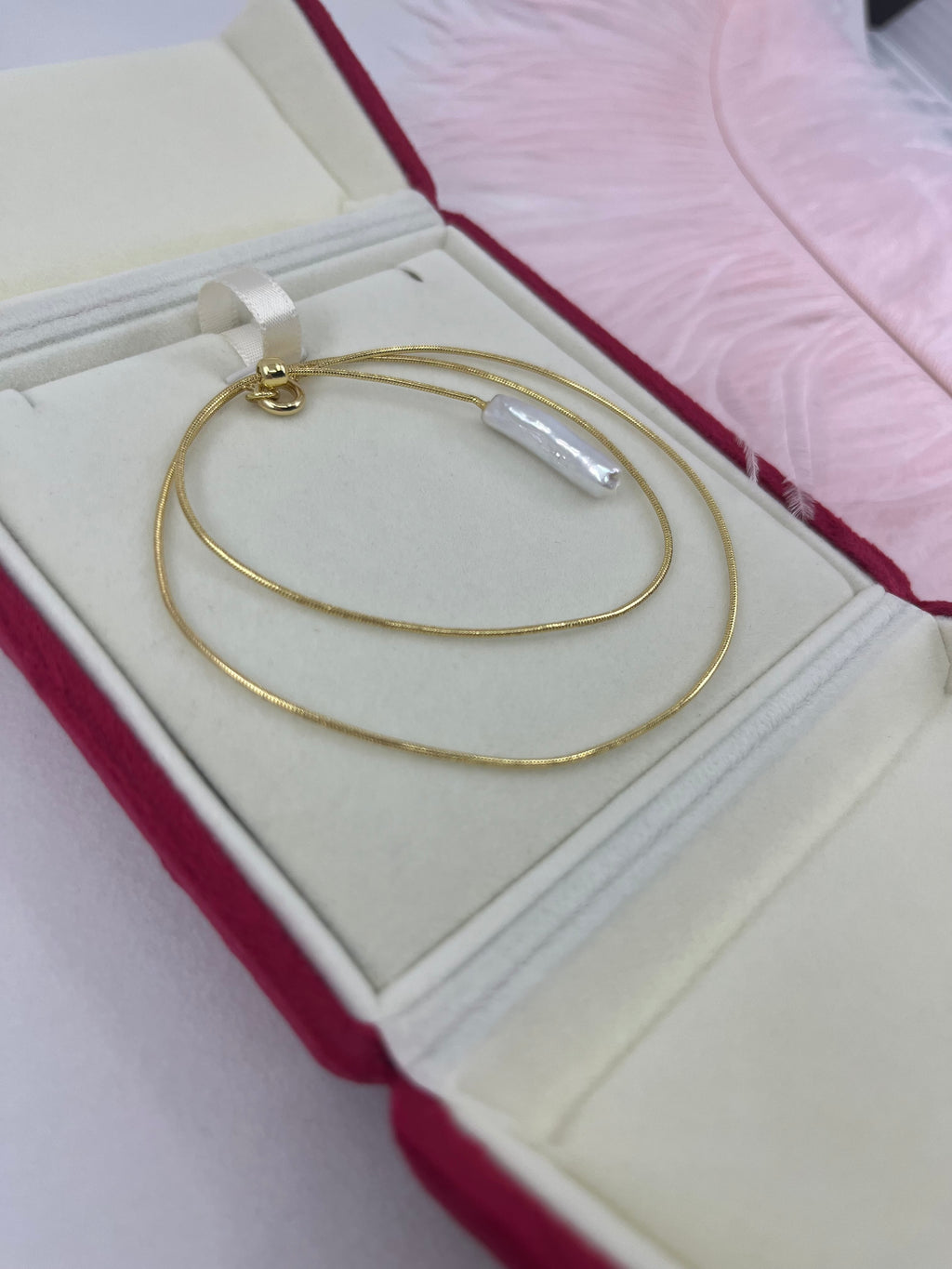 Baroque Pearl Y-Necklace, 18k gold plated