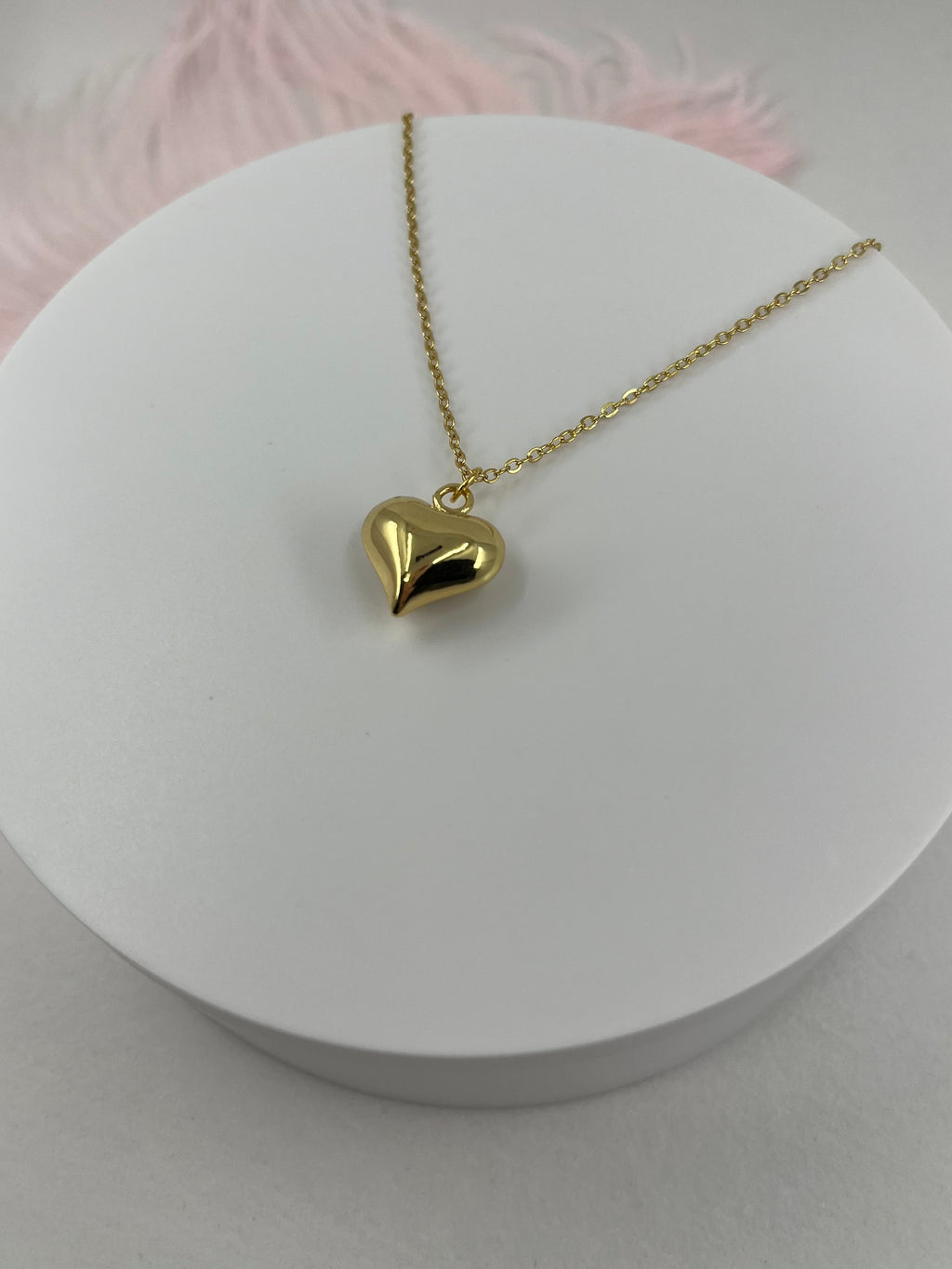 Gold Heart Necklace, Real 18K Gold Plated