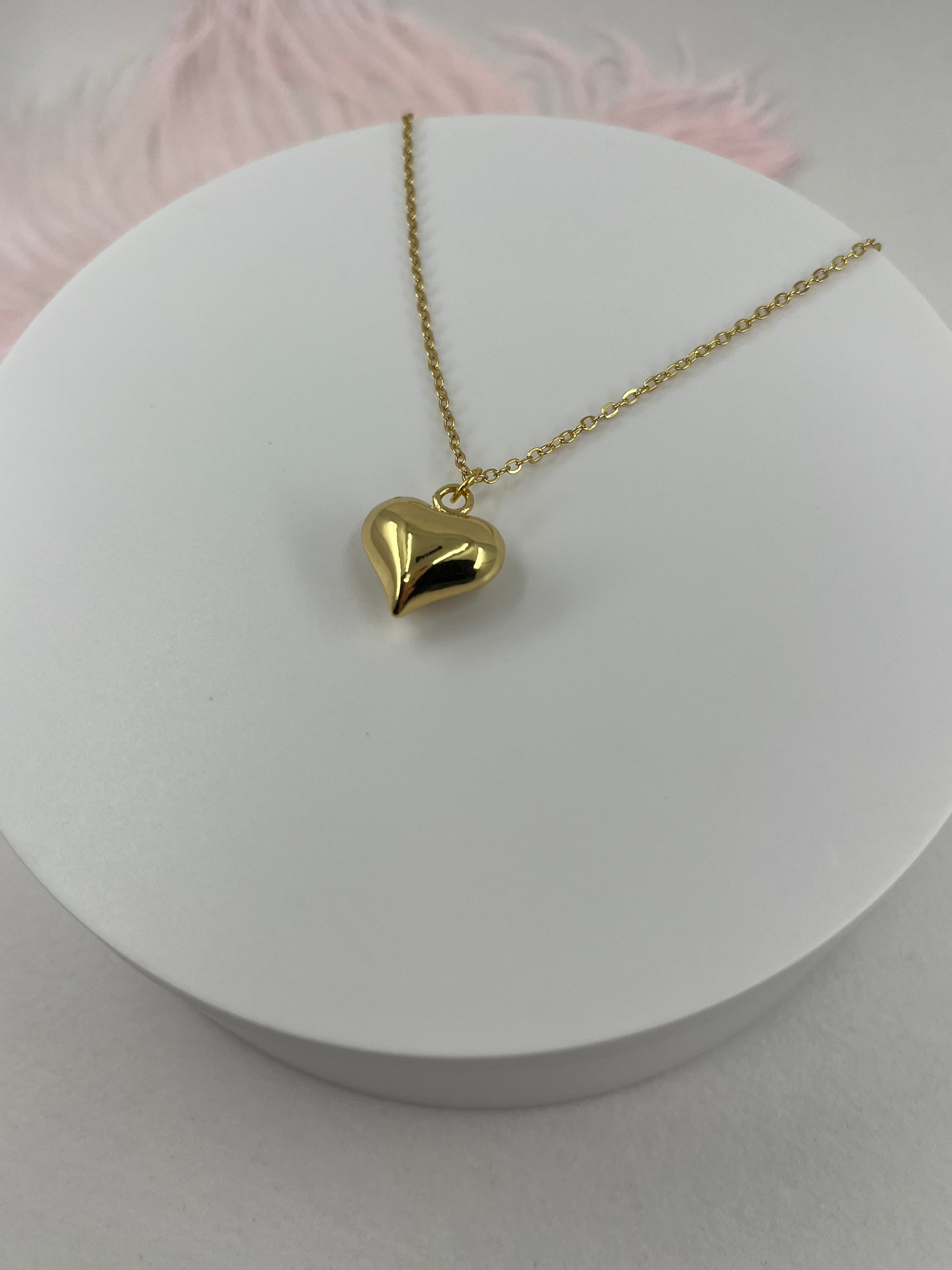 Gold Heart Necklace, Real 18K Gold Plated