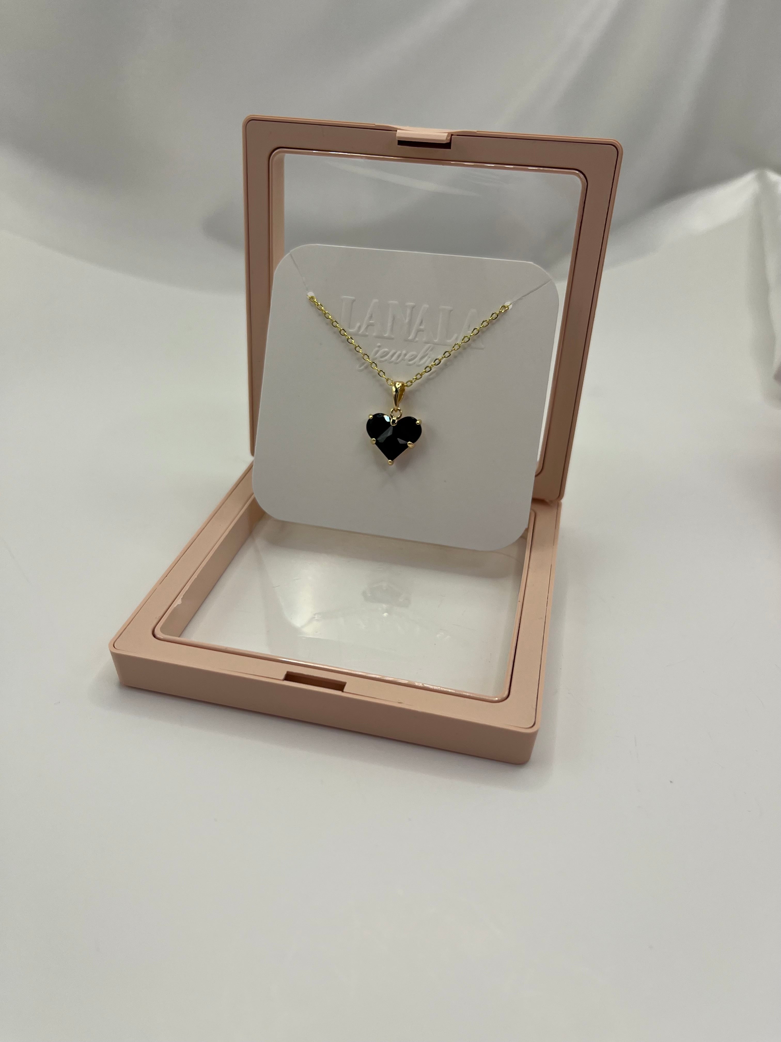 Heart Zirconia Necklace, Real 18K Gold Plated