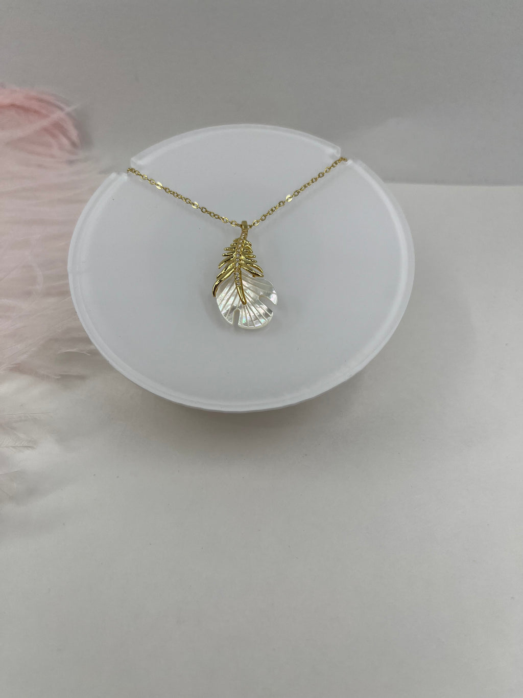 Necklace with 14K gold Feather pendant