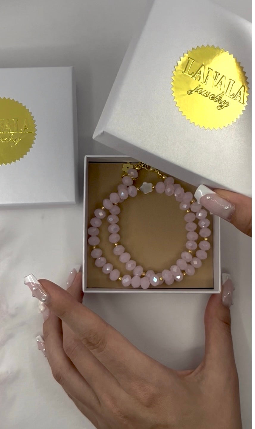 Pink Crystal Choker Necklace – 18K Gold Plated clasp