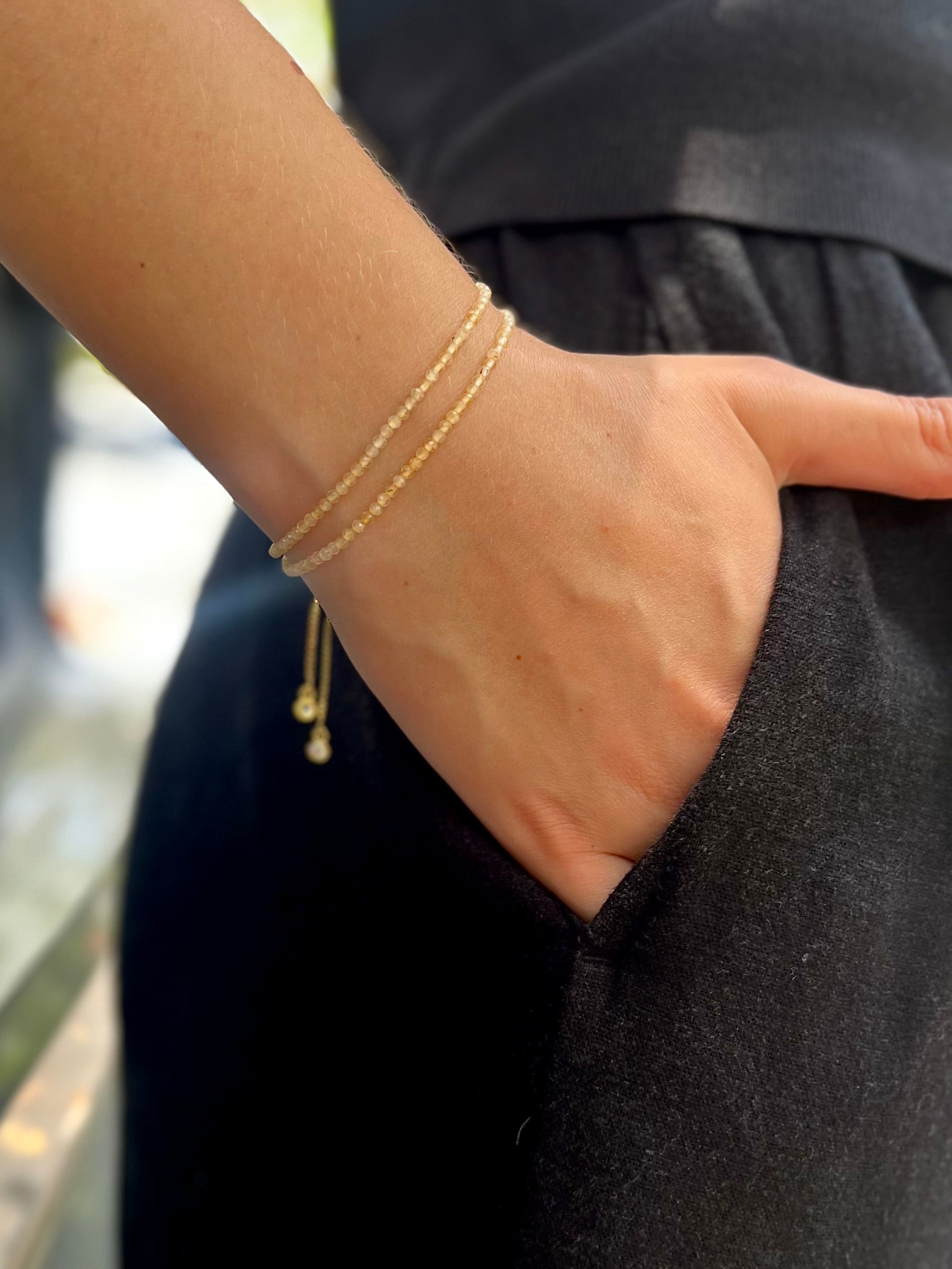 Citrine layered bracelet with 18K Gold Plated slider