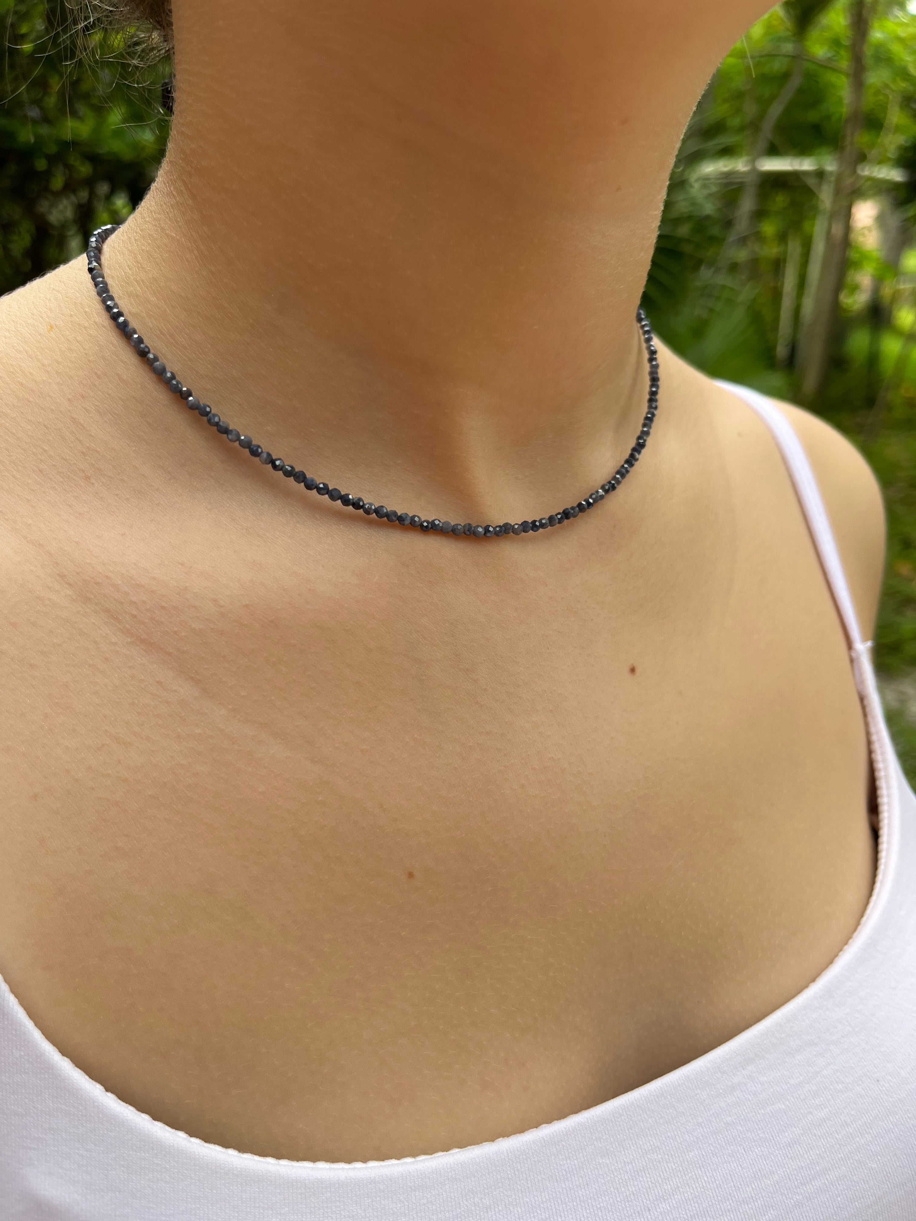 Sapphire Necklace: 18K Gold Plated clasp