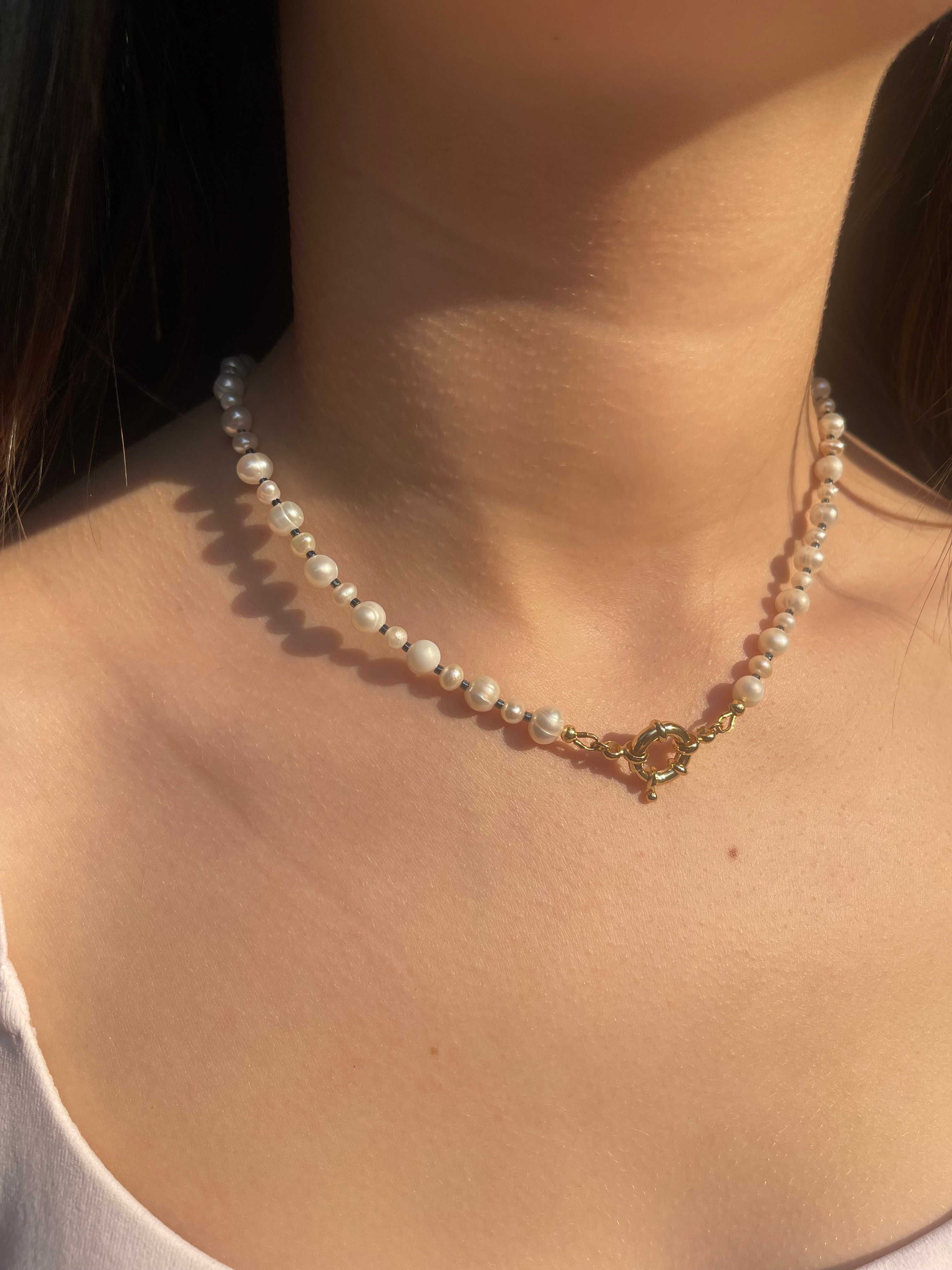 Unisex Freshwater Pearl Necklace – 24k Gold Plated Clasp