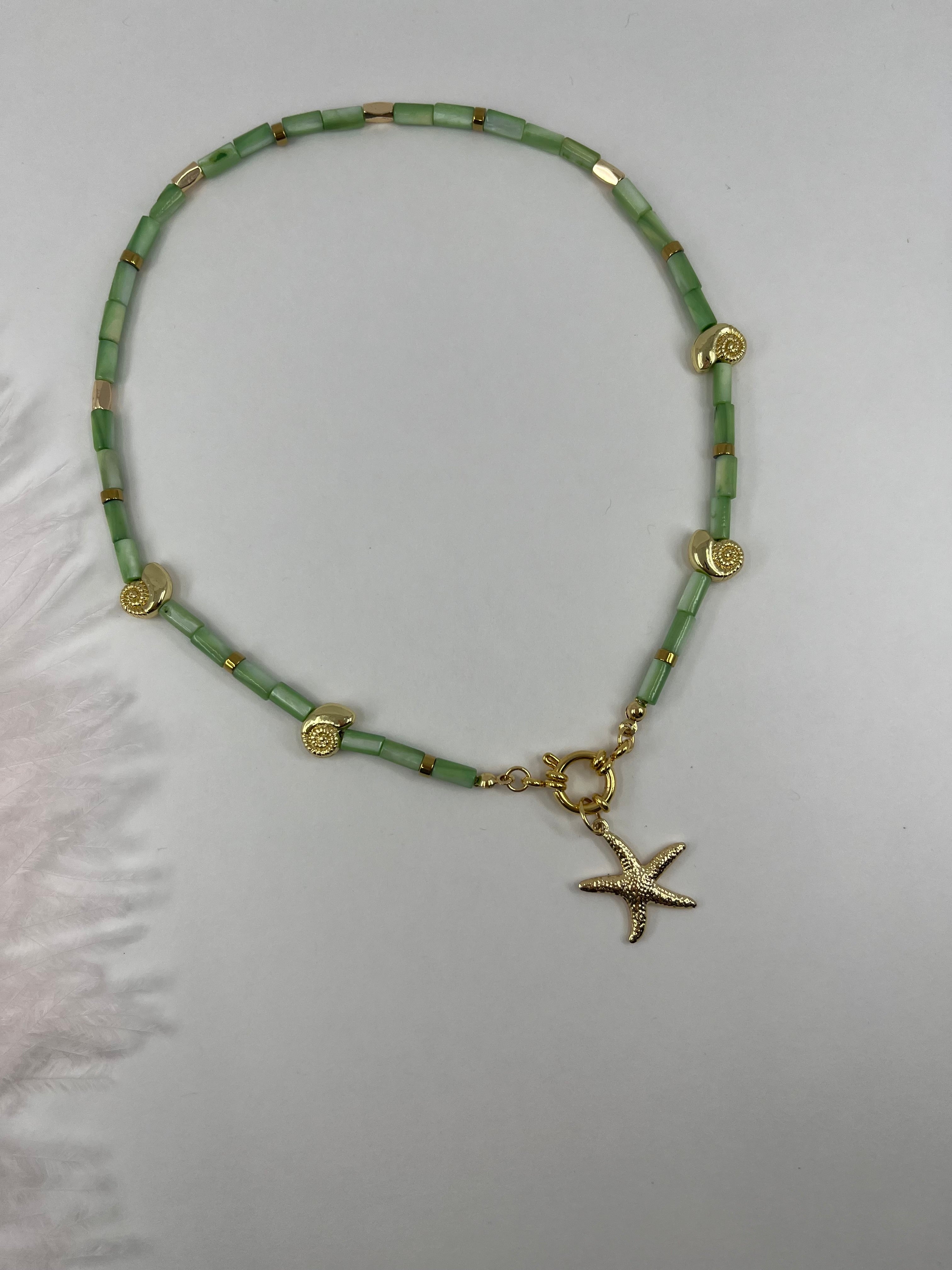 Natural Shell Necklace with Conch/Star/Fish Charm, 18K Gold Plated