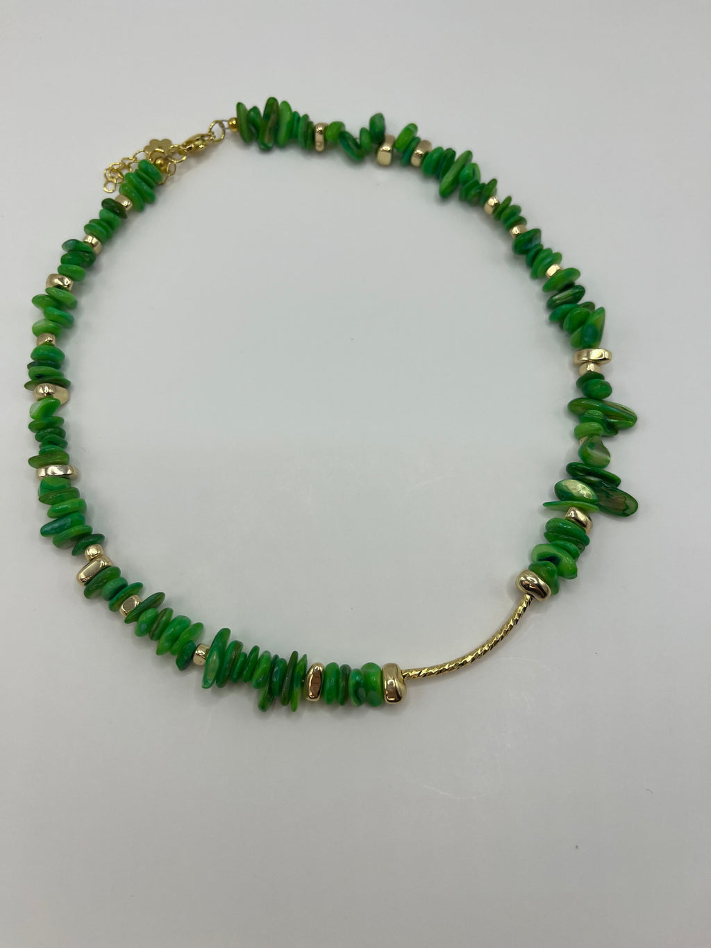 Natural Shell Bead Necklace with 24K Gold-Plated Tube – 4 Colors