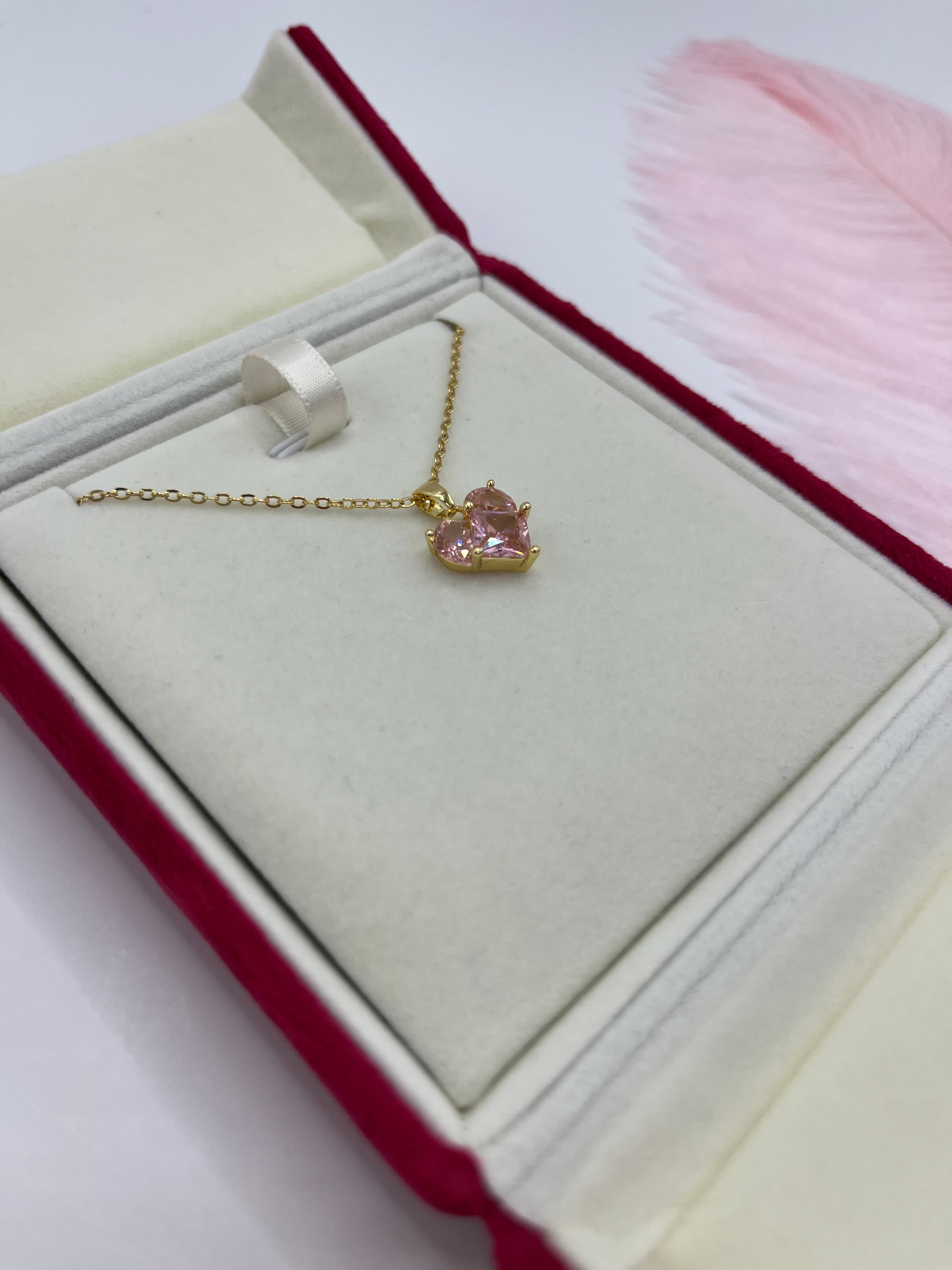 Heart Zirconia Necklace, Real 18K Gold Plated