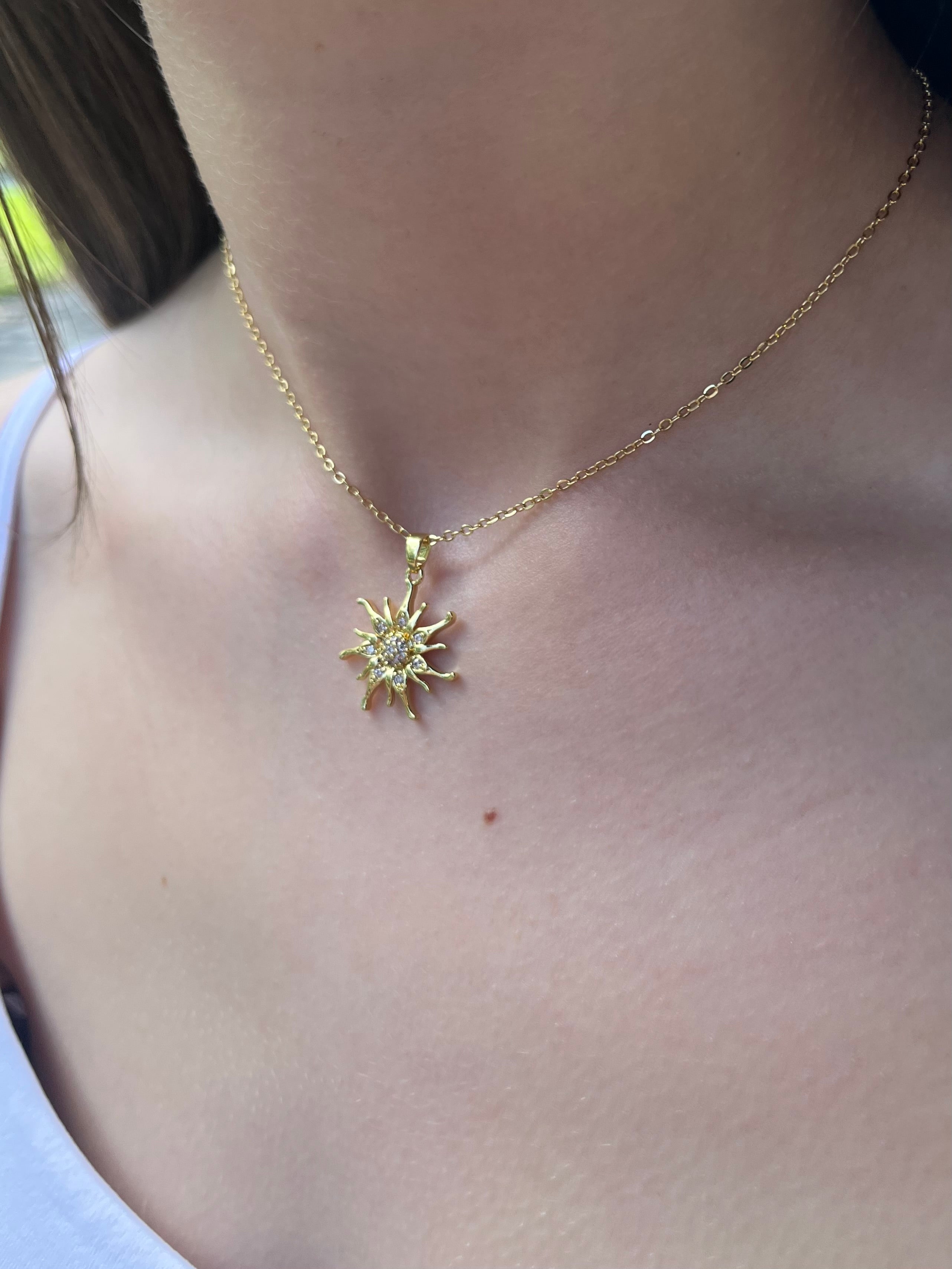 Sun Choker Necklace, Real 18K Gold Plated