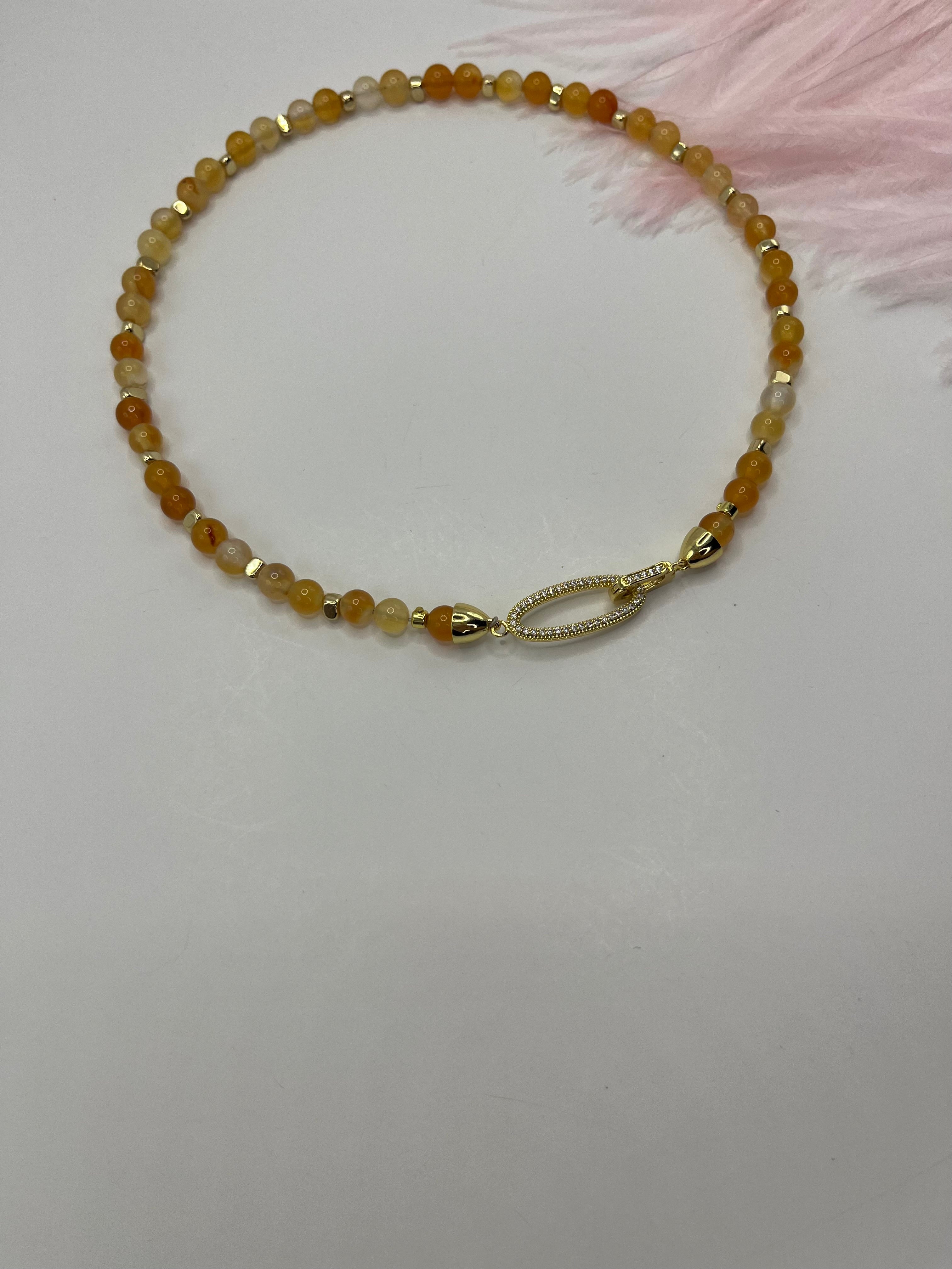 Natural Carnelian Necklace with 18K Gold Clasp