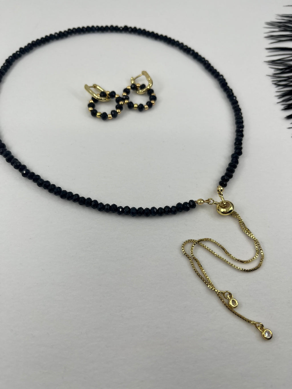 Set: Natural Malaysia Jade Y-Necklace & Earrings, Dark Blue