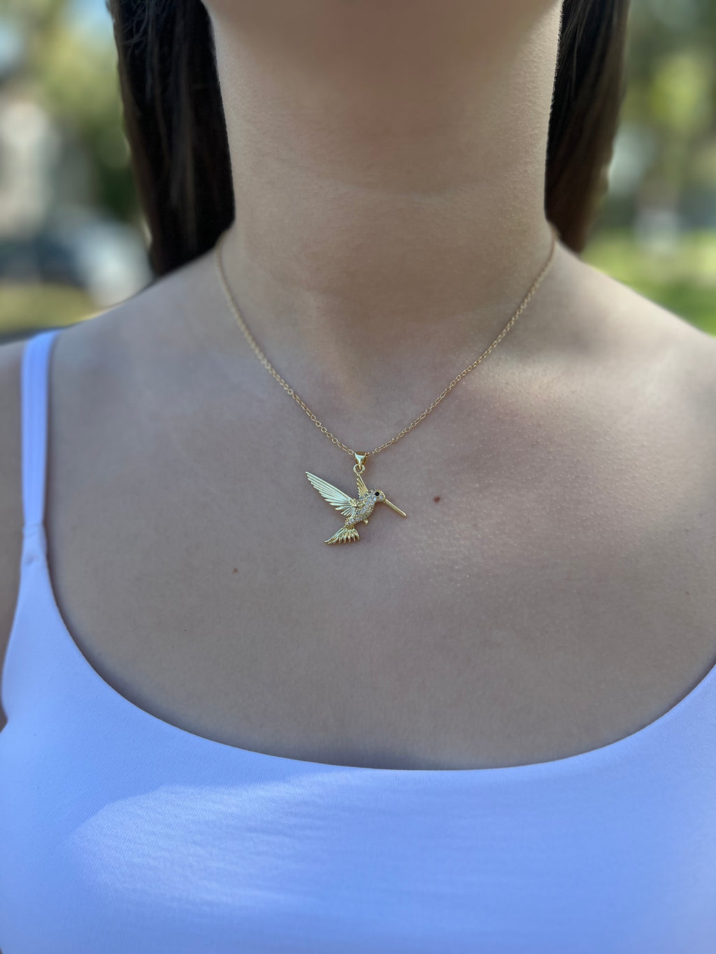 Hummingbird Necklace, Real 18K Gold Plated