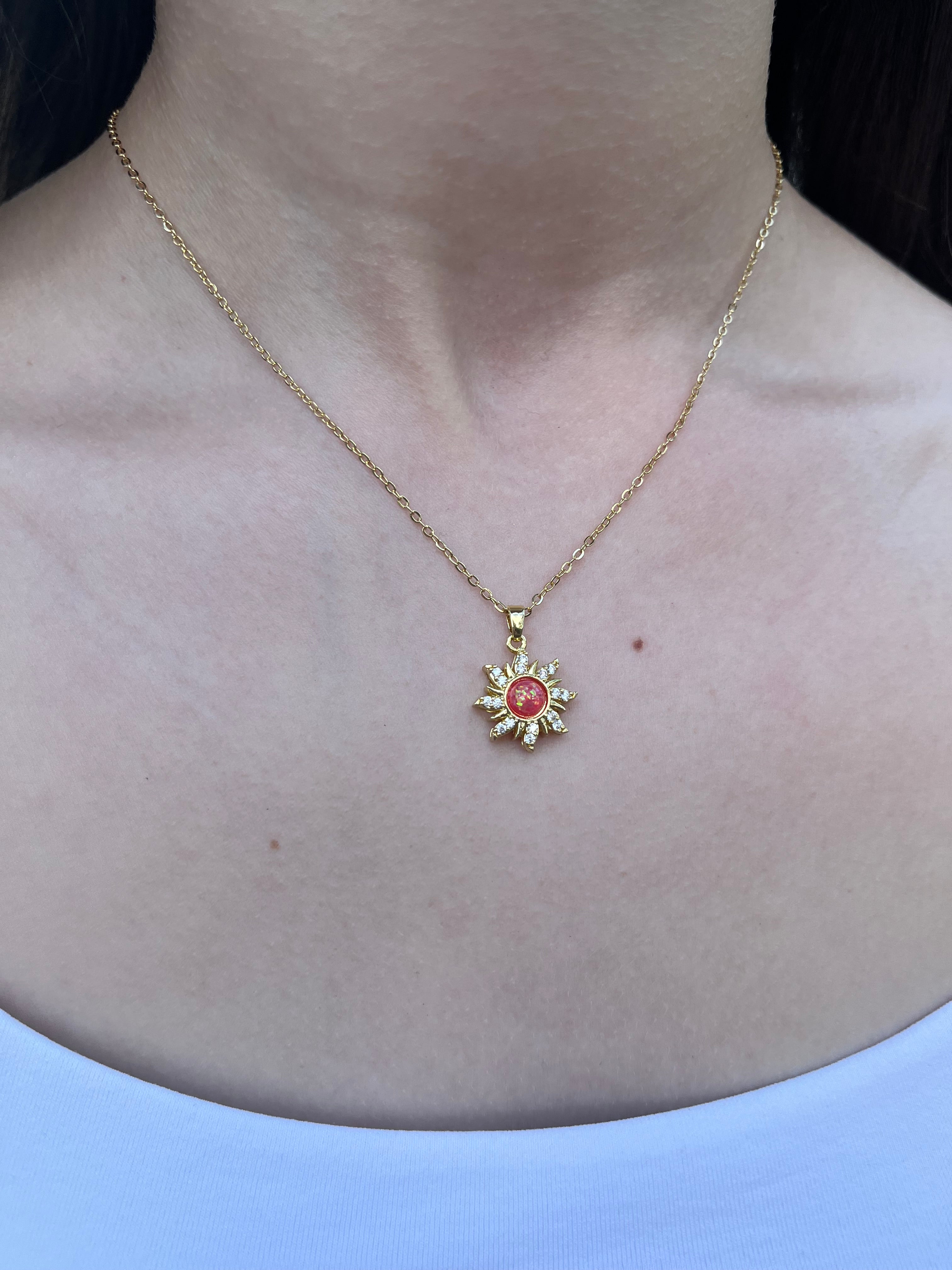 18K Gold Sun Pendant Necklace