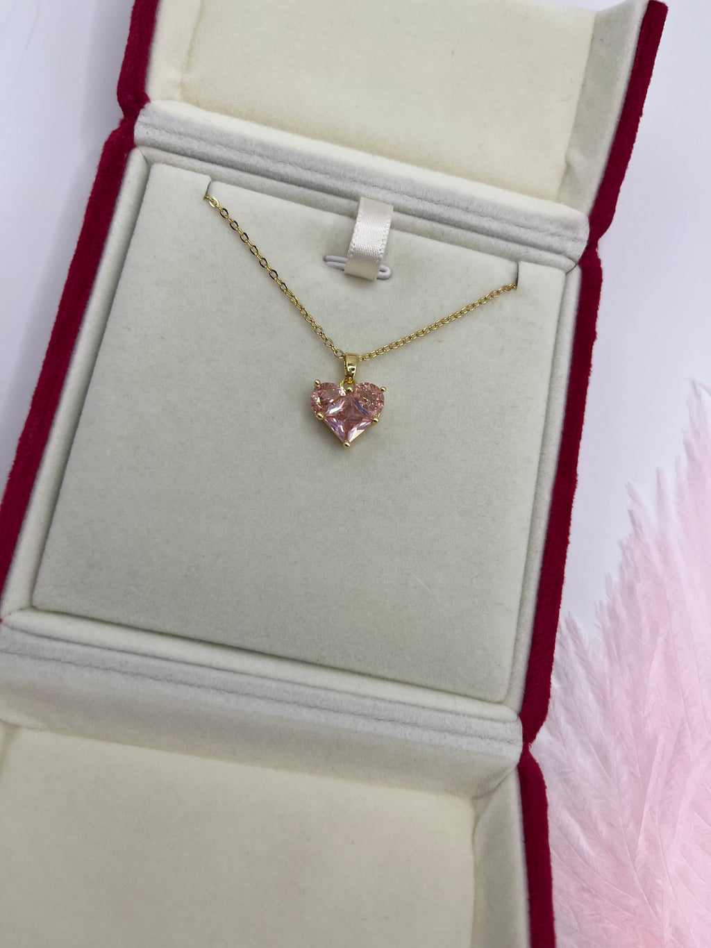Heart Zirconia Necklace, Real 18K Gold Plated