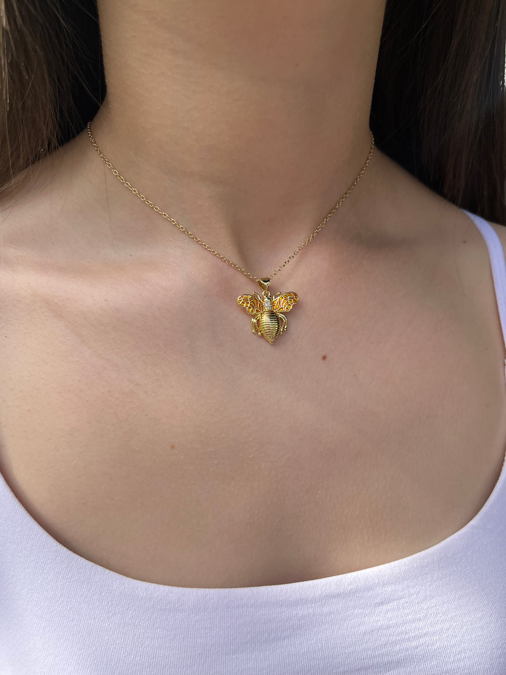 Bee choker necklace, 18k gold plated