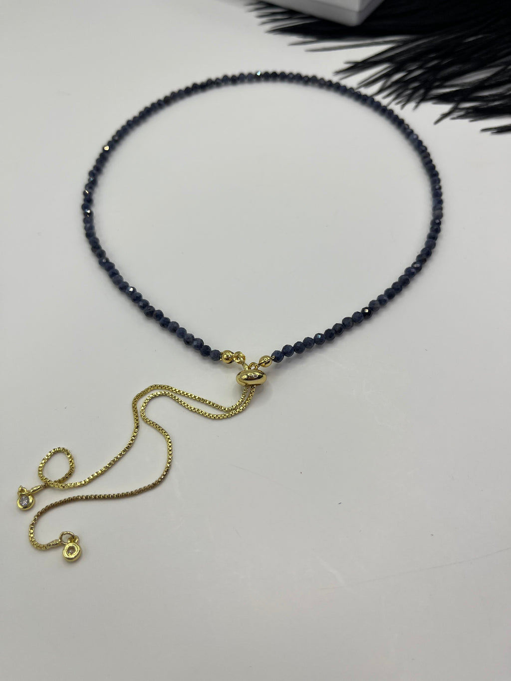 Sapphire Slider Y-Necklace, 18k gold plated
