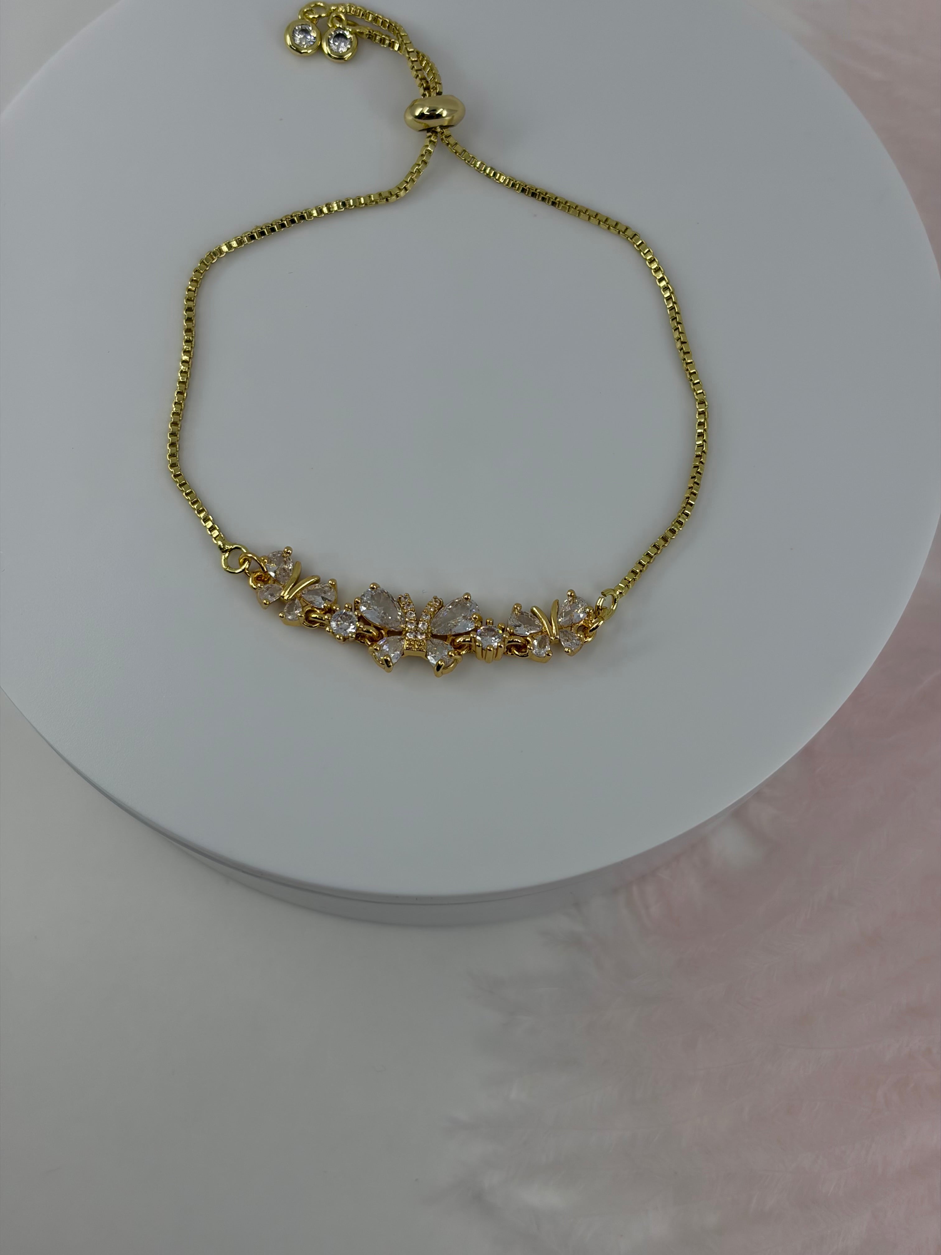Butterfly bracelet with slider chain