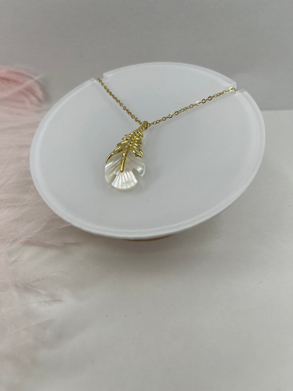 Necklace with 14K gold Feather pendant