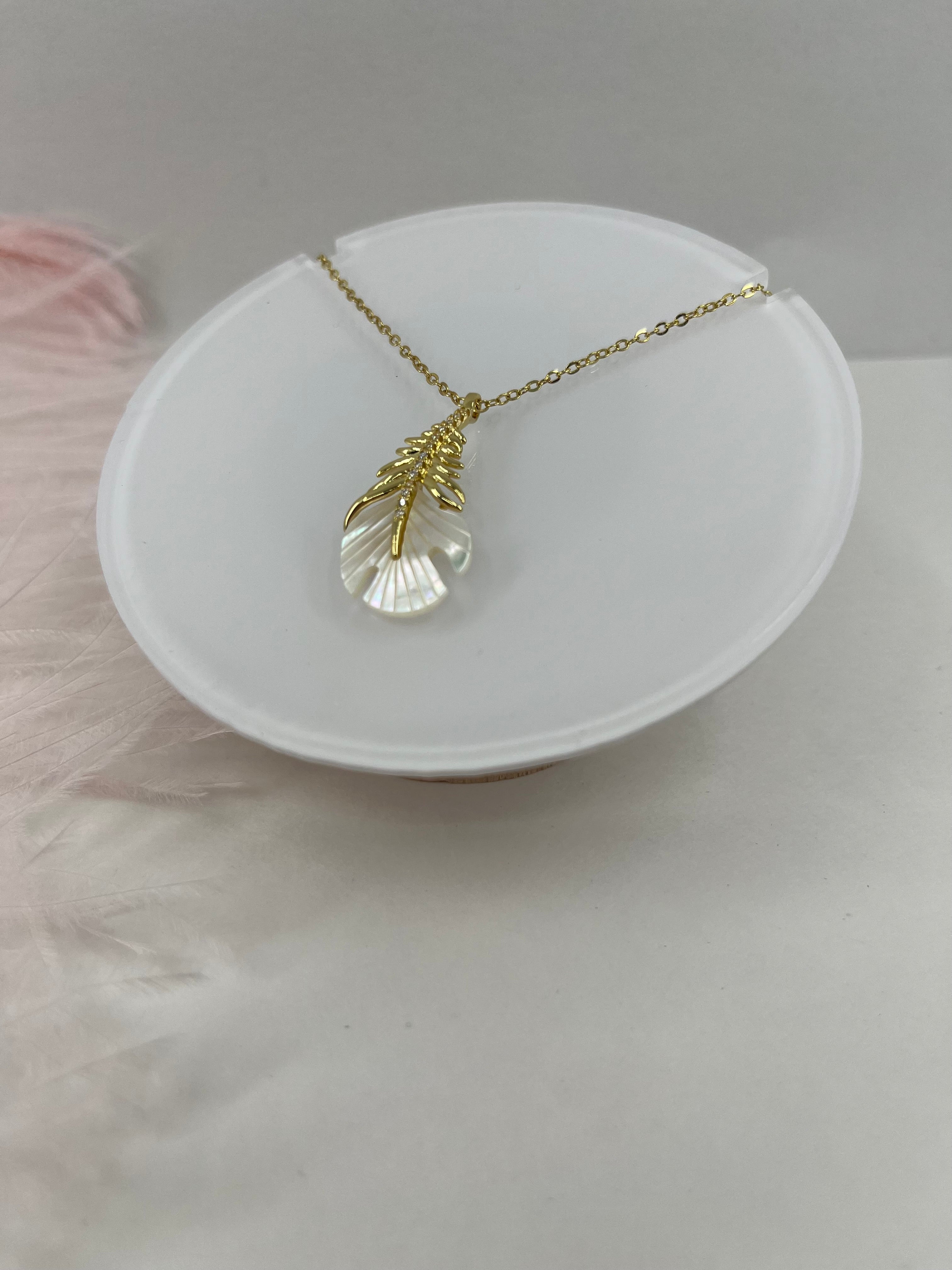 Necklace with 14K gold Feather pendant