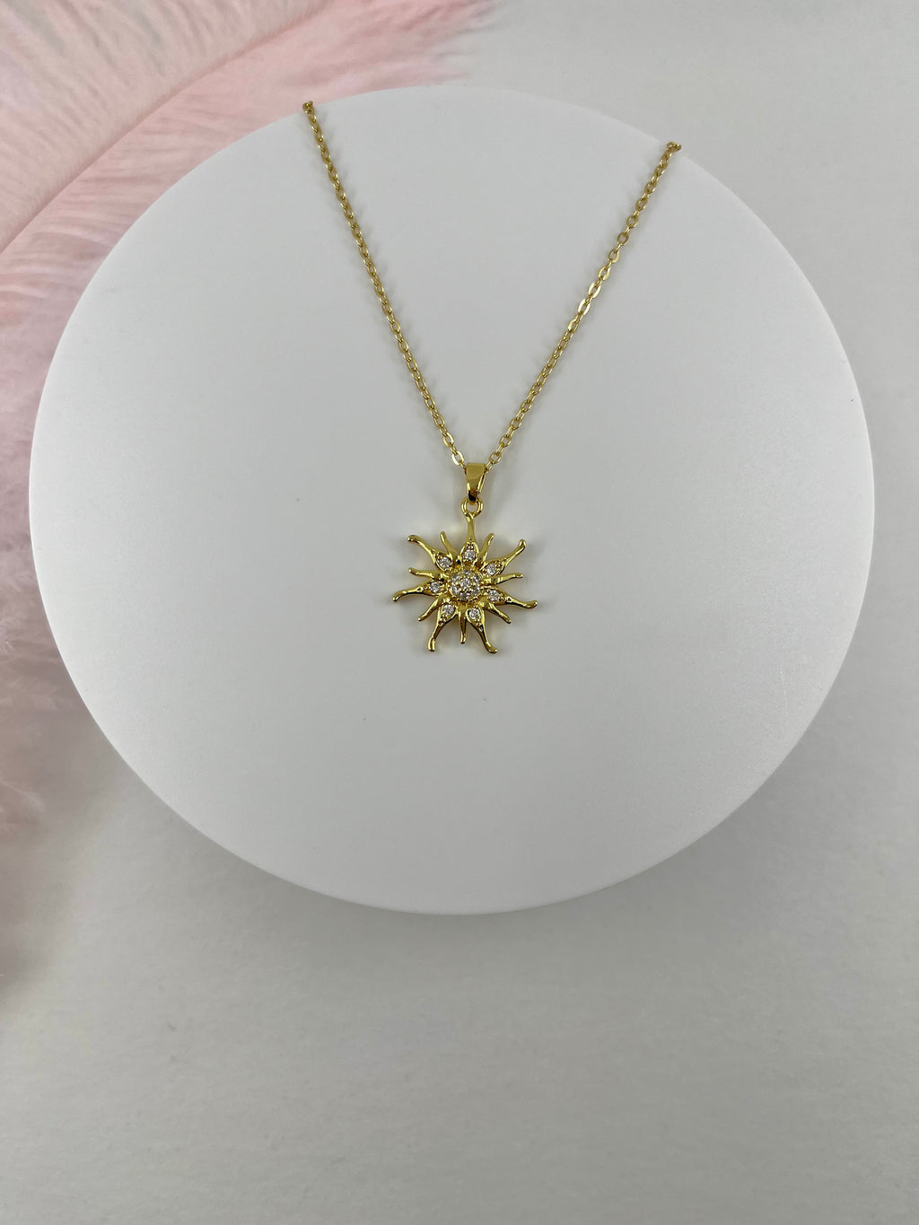 Sun Choker Necklace, Real 18K Gold Plated