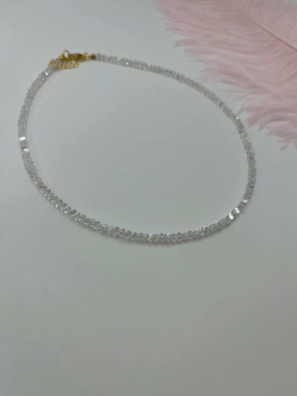 Delicate Crystal Choker Necklace – 4 Colors | Faceted Jewelry Crystal Beads | 18K Gold Plated Brass Chain |