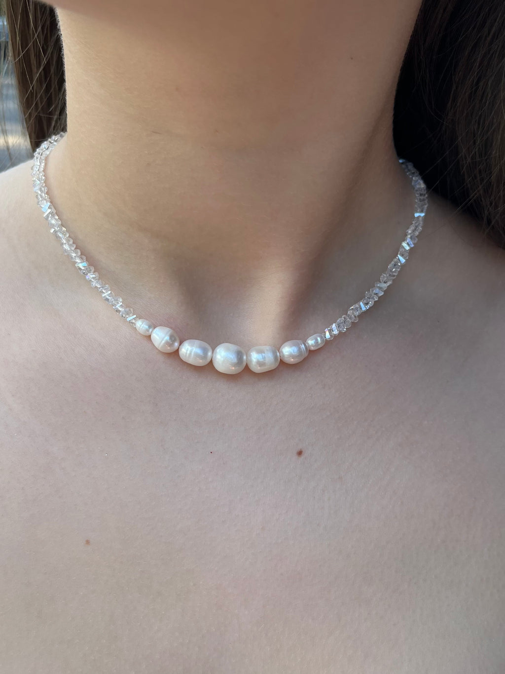 Pearl Choker Necklace with earrings : 18K Gold Plated