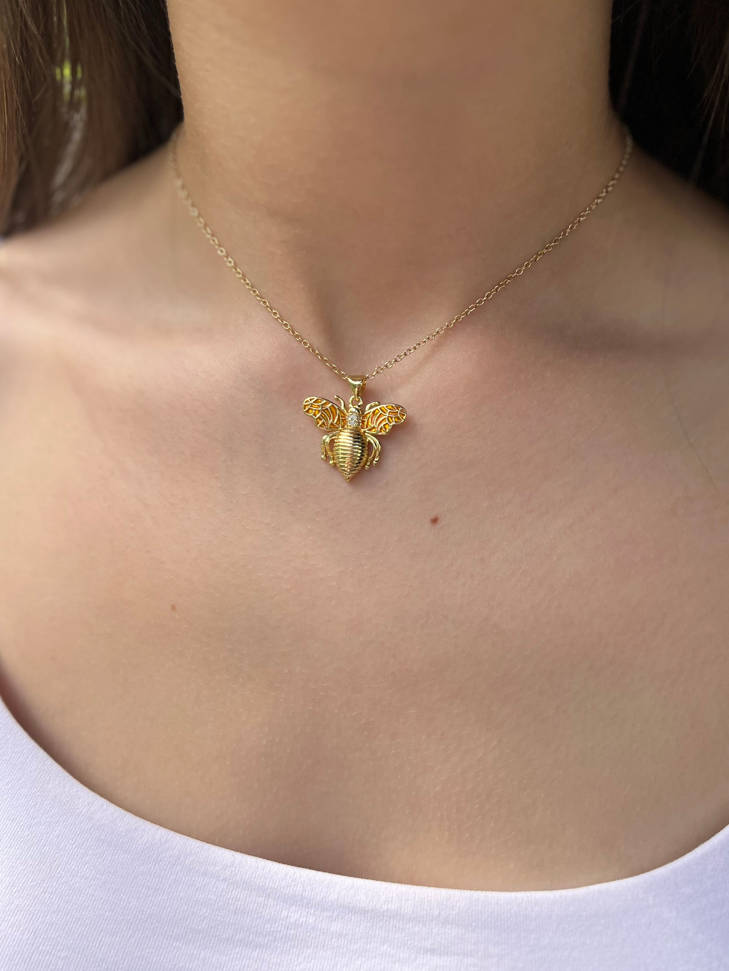 Bee choker necklace, 18k gold plated