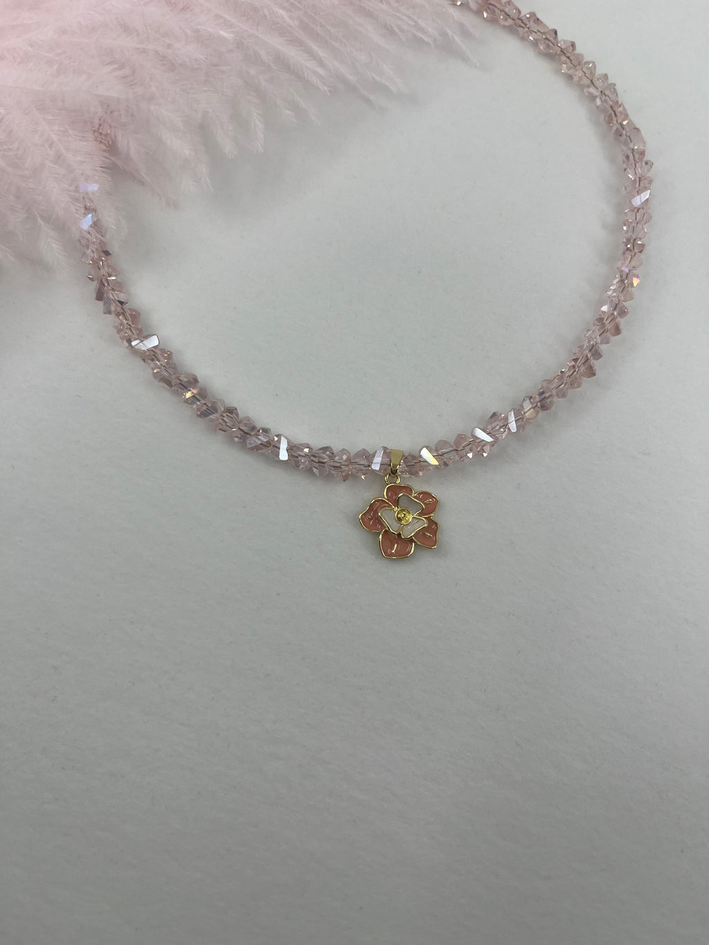 Enamel Flower Crystal Choker Necklace – 18K Gold Plated