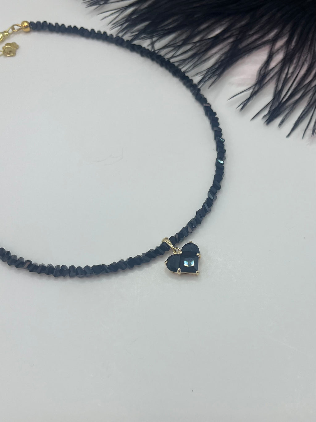 Heart Black Crystal Choker Necklace – 18K Gold Plated, Cubic Zirconia, Nickel Free