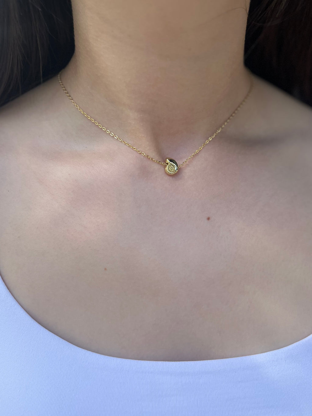 Necklace with 14K Gold shell pendant