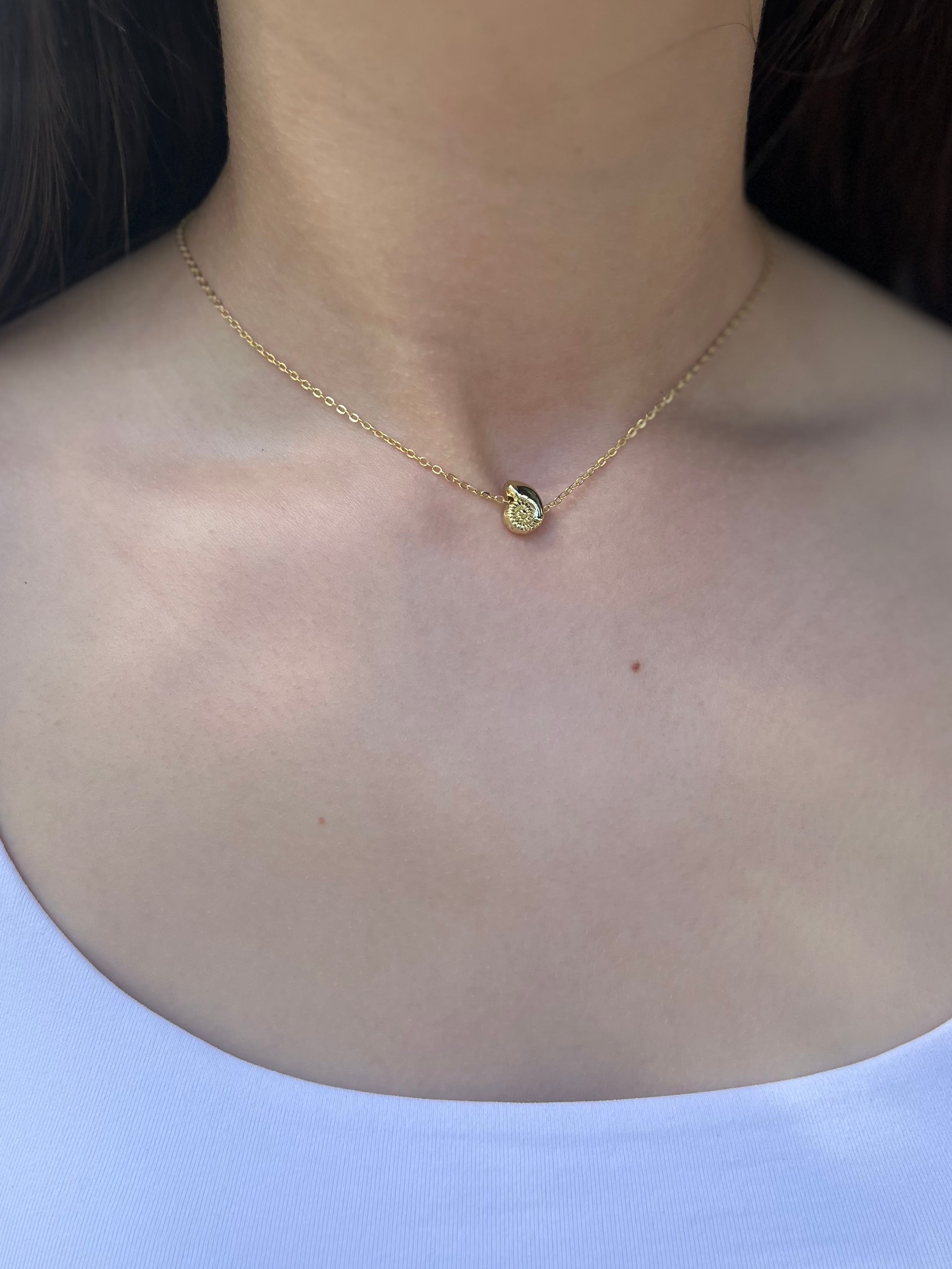 Necklace with 14K Gold shell pendant
