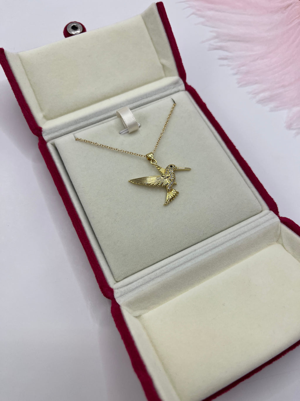 Hummingbird Necklace, Real 18K Gold Plated