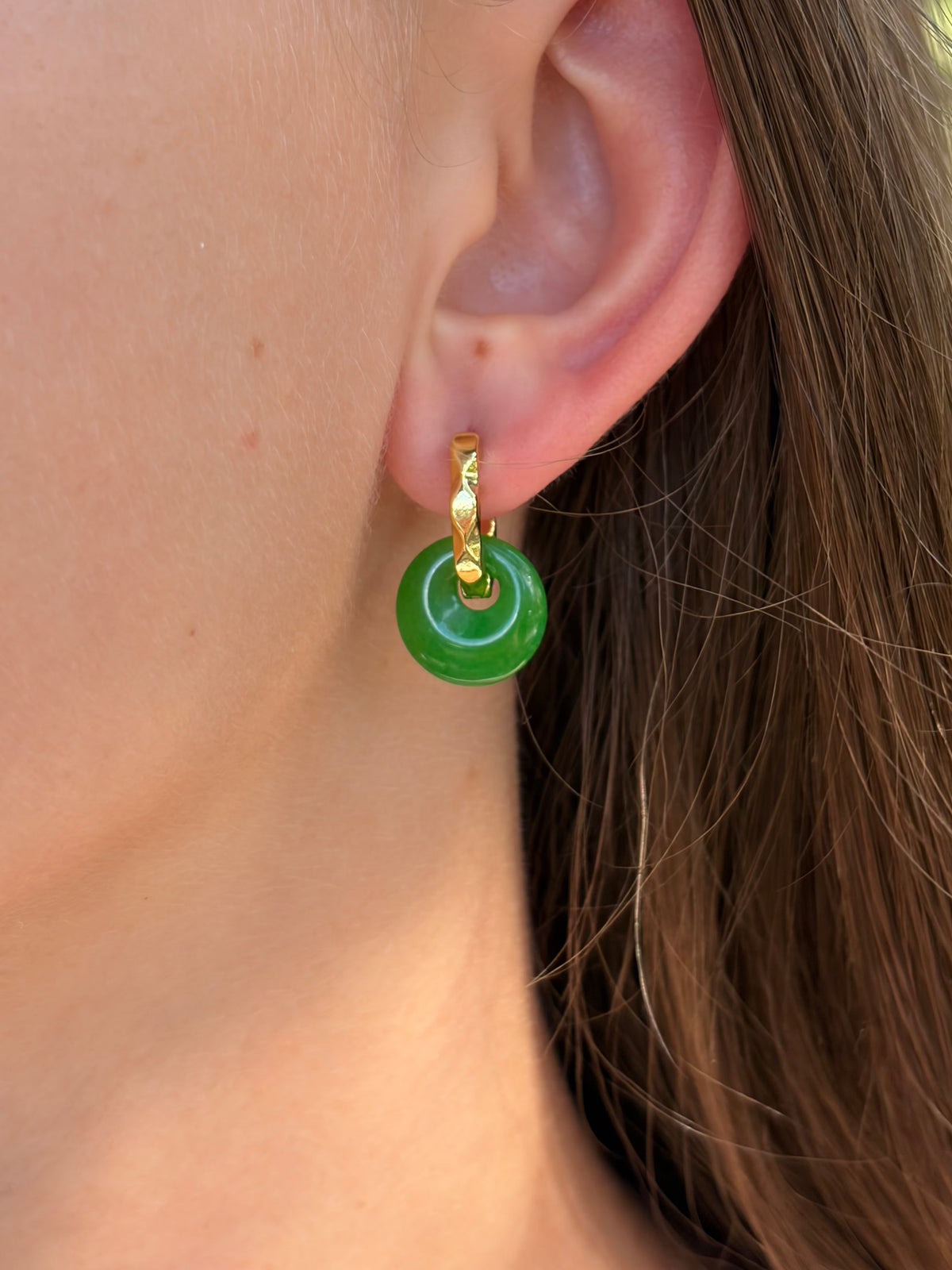 Malaysia Jade Donut Earrings and Necklace