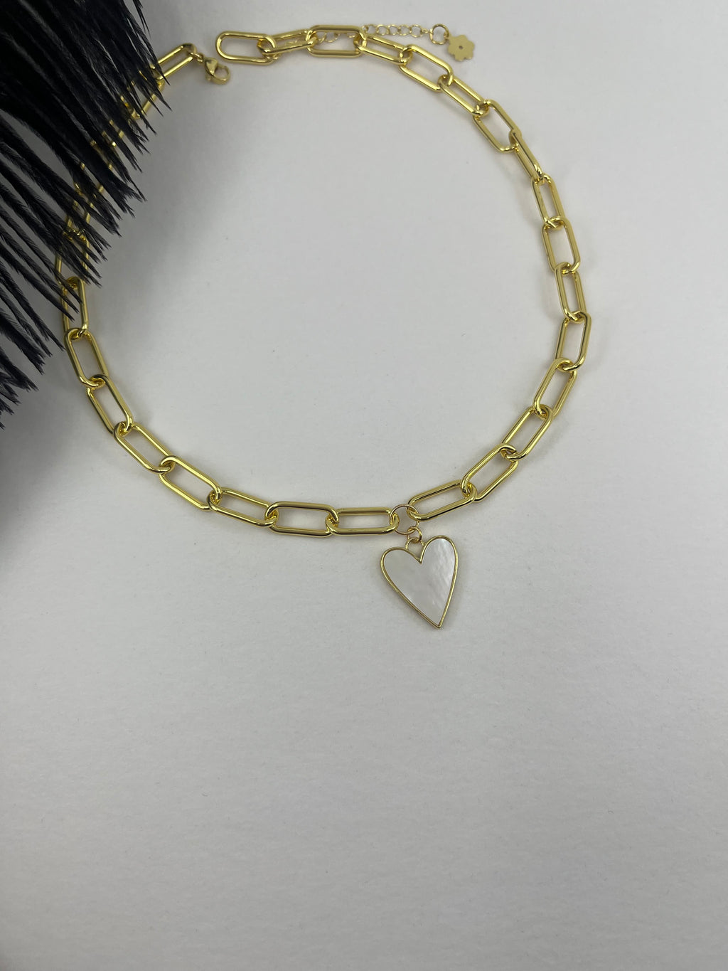 18K Gold Chunky Chain Necklace with heart