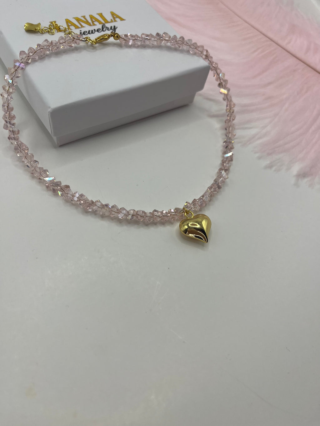 Heart Crystal Choker Necklace – 18K Gold Plated