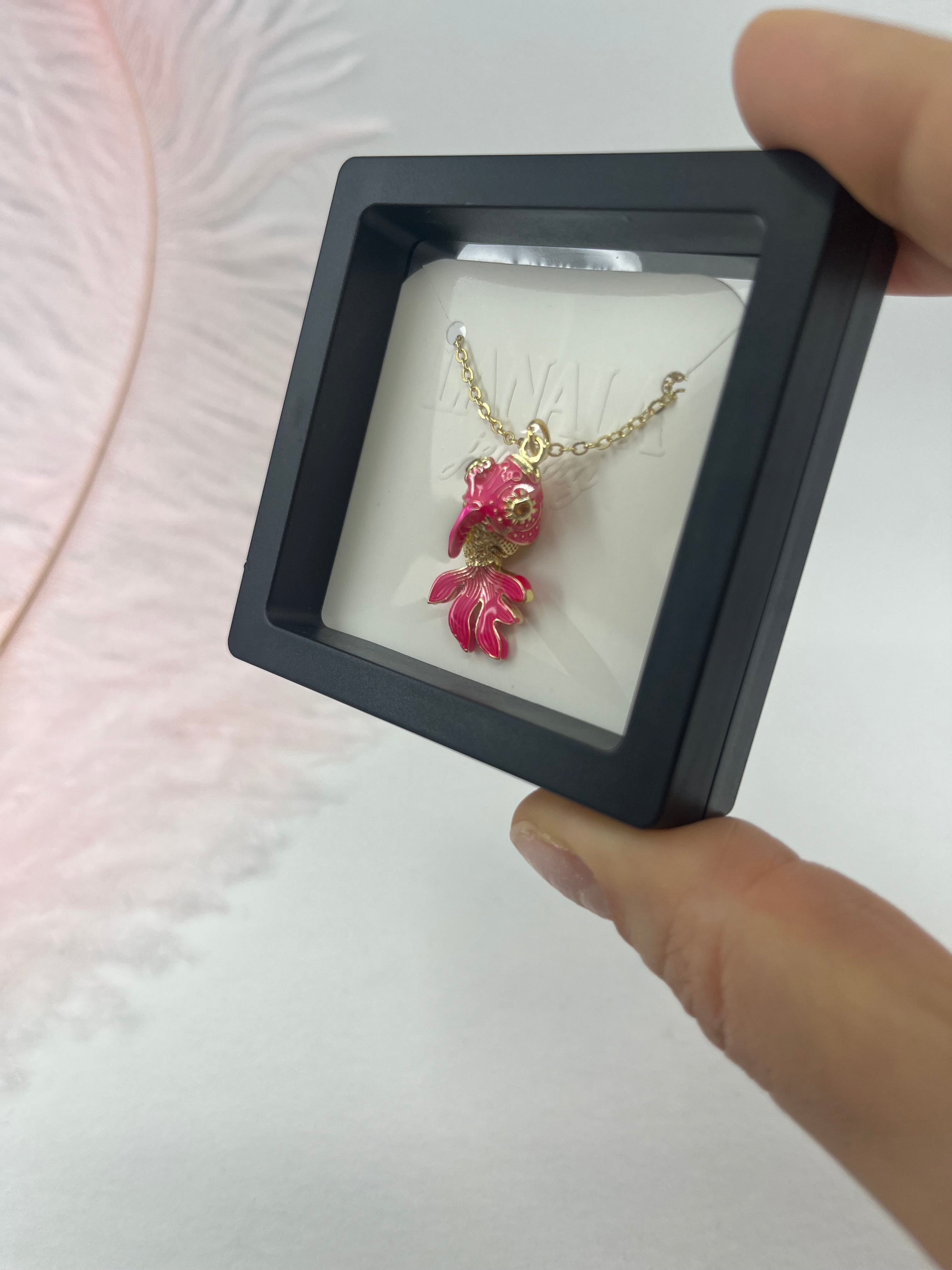 Fish enamel choker necklace, 18k gold plated