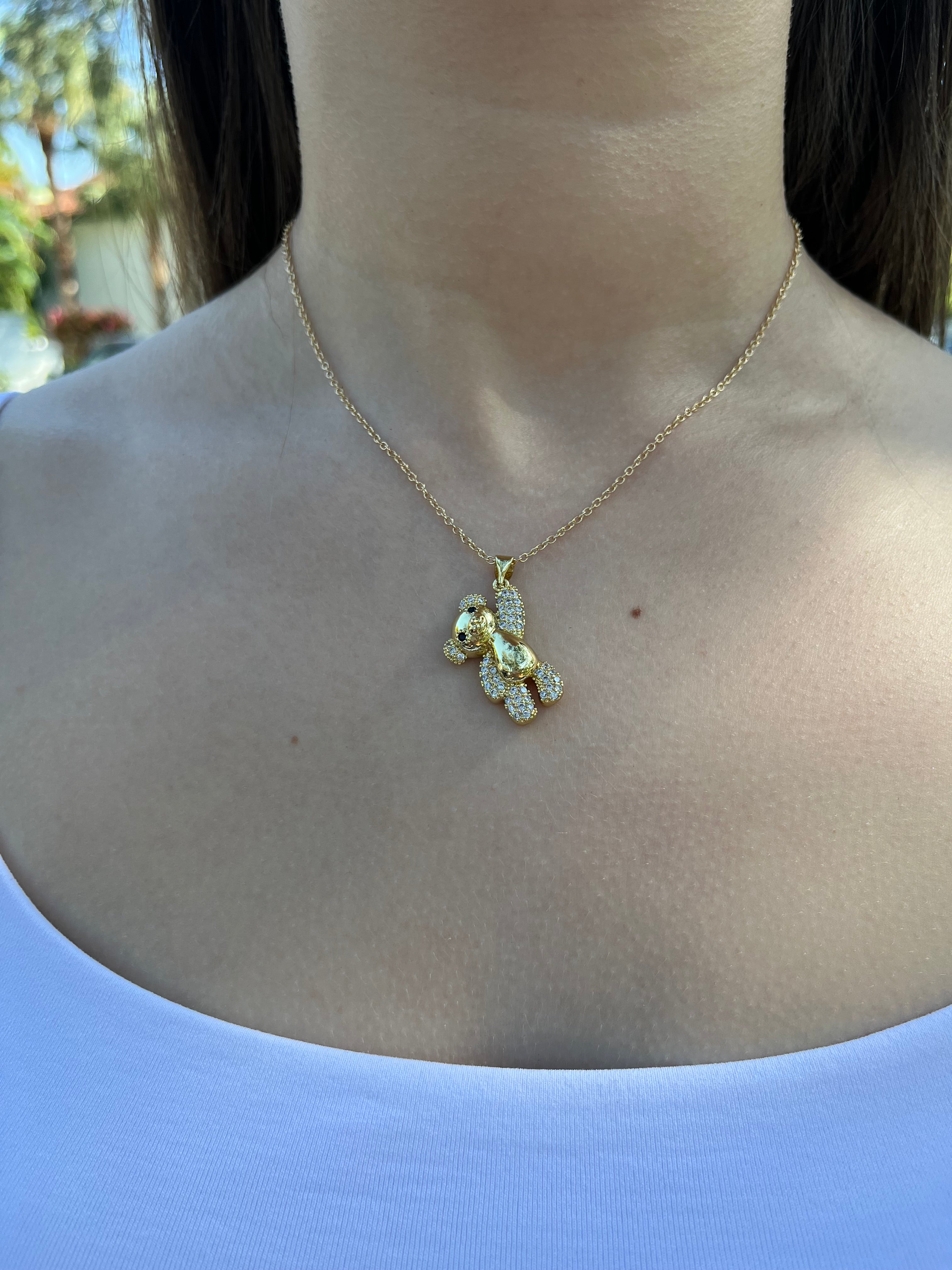 Teddy Bear Necklace, pendant  Real 16K Gold Plated