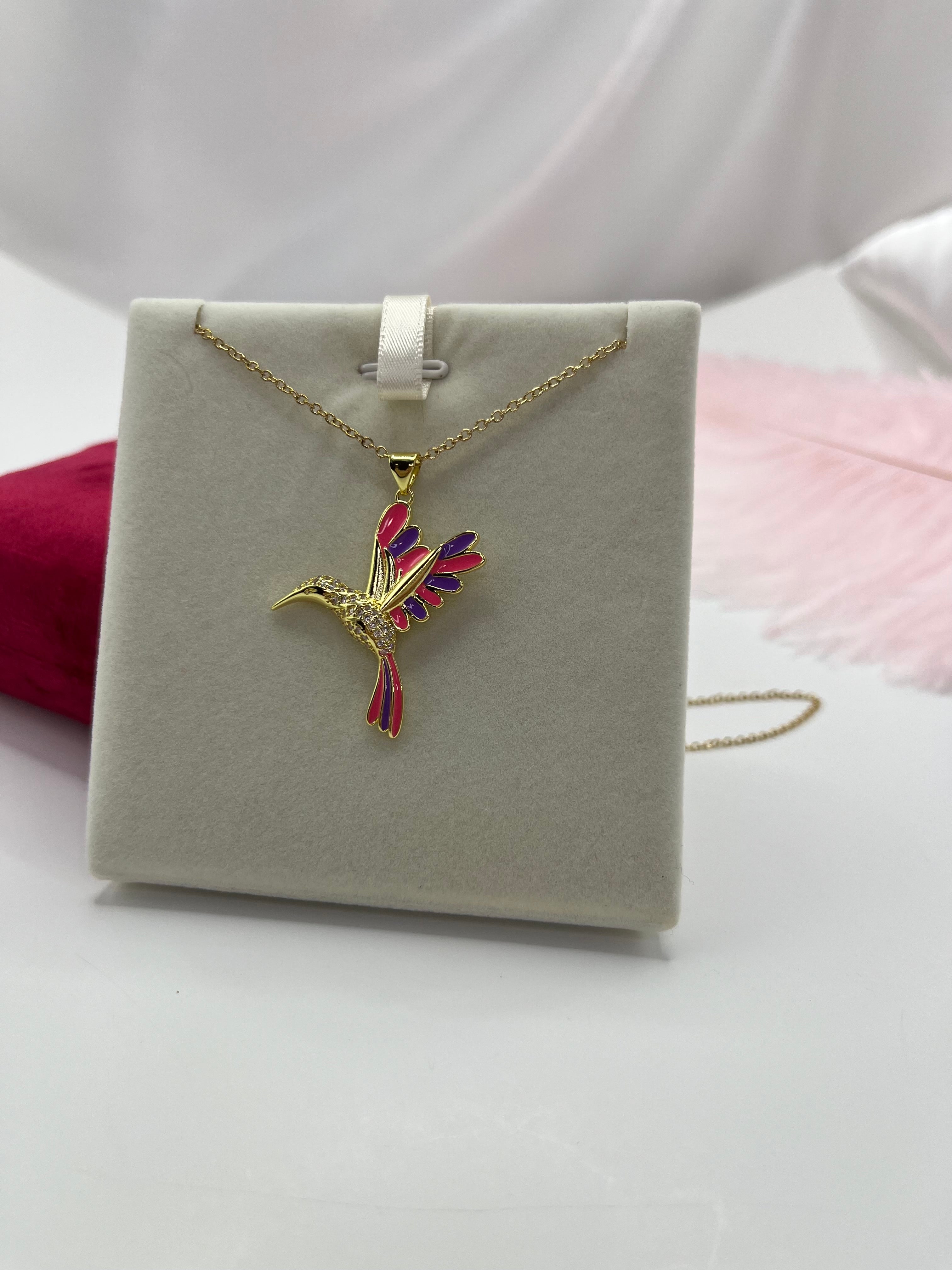 Hummingbird Necklace, Real 18K Gold Plated